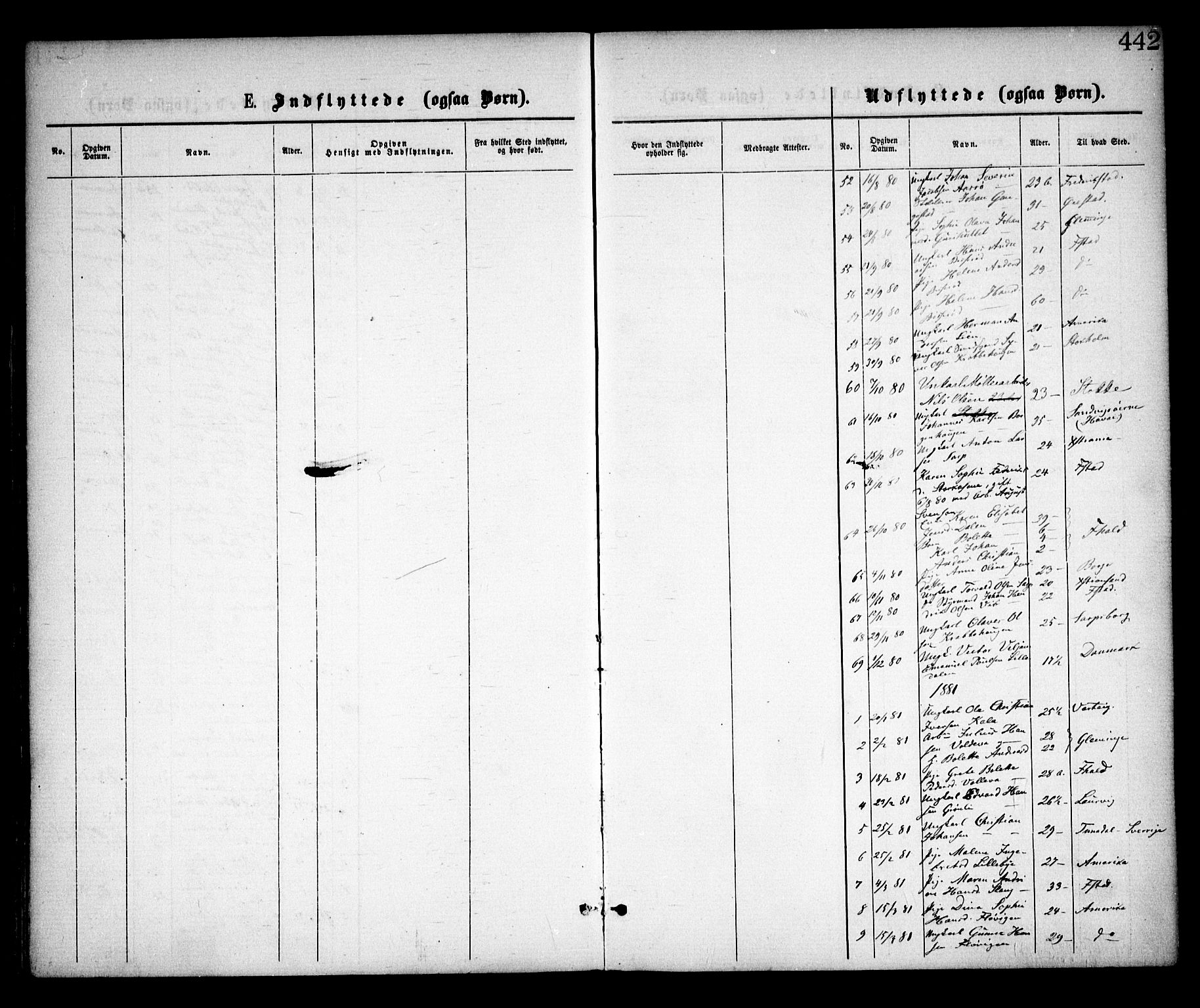 Skjeberg prestekontor Kirkebøker, SAO/A-10923/F/Fa/L0008: Parish register (official) no. I 8, 1869-1885, p. 442