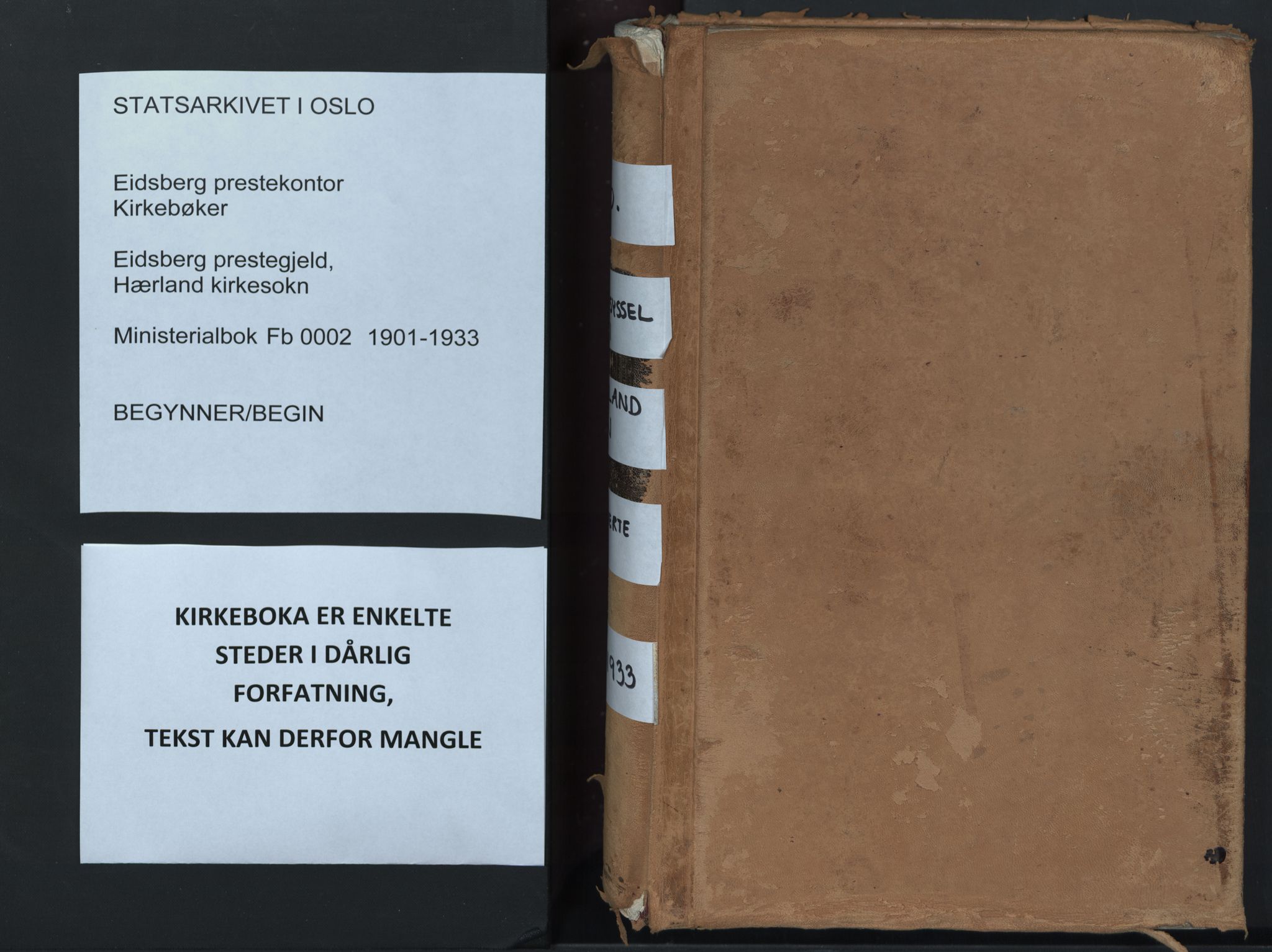 Eidsberg prestekontor Kirkebøker, SAO/A-10905/F/Fb/L0002: Parish register (official) no. II 2, 1901-1933