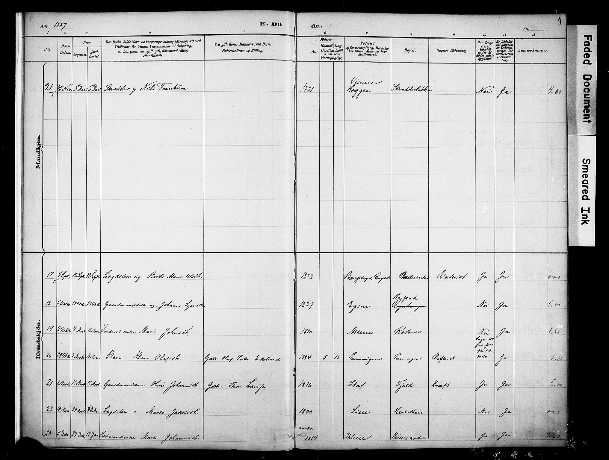 Nes prestekontor, Hedmark, AV/SAH-PREST-020/K/Ka/L0011: Parish register (official) no. 11, 1887-1905, p. 4