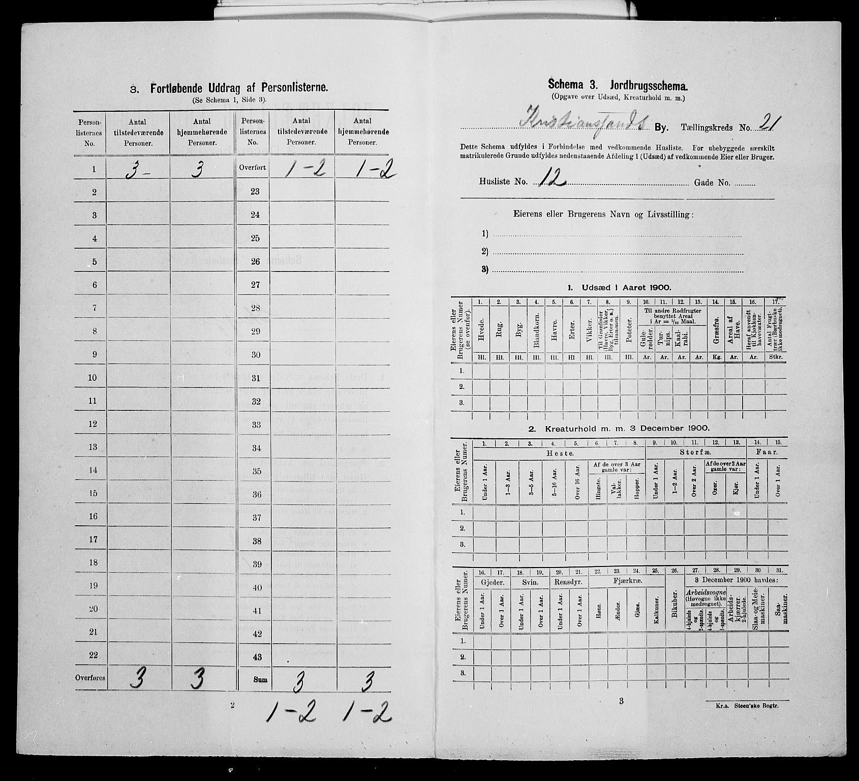 SAK, 1900 census for Kristiansand, 1900, p. 3127