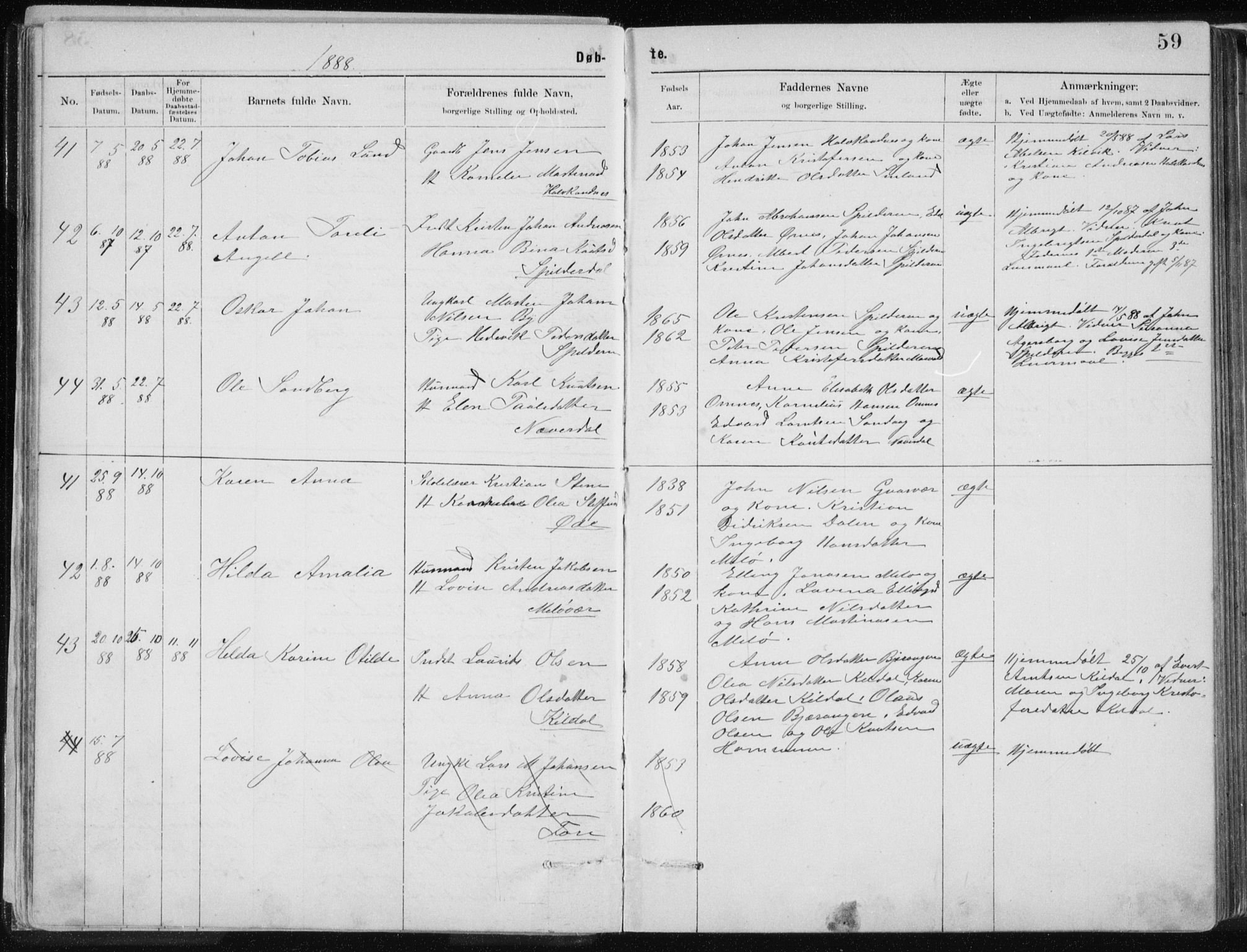 Ministerialprotokoller, klokkerbøker og fødselsregistre - Nordland, SAT/A-1459/843/L0636: Parish register (copy) no. 843C05, 1884-1909, p. 59