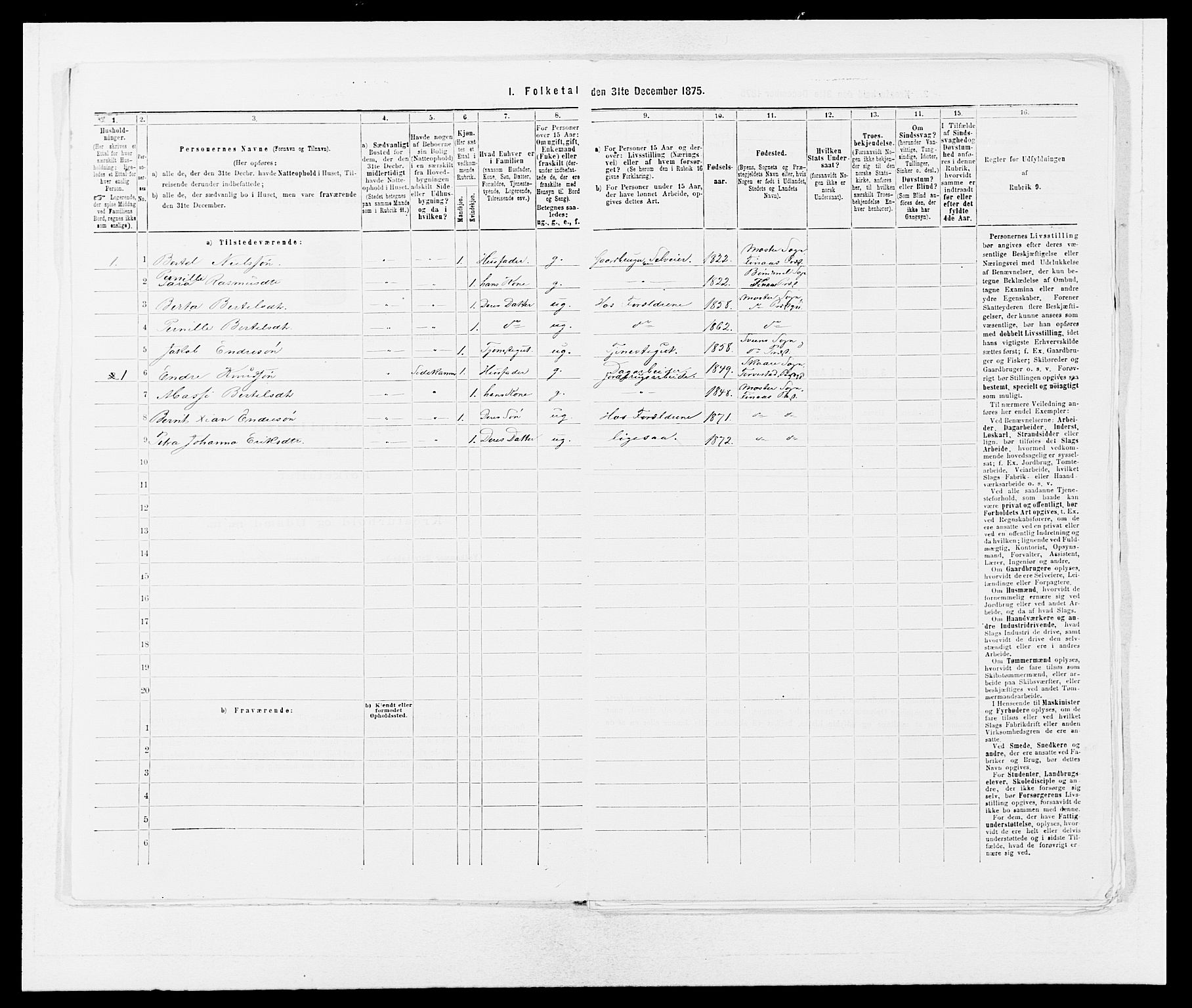 SAB, 1875 census for 1218P Finnås, 1875, p. 235