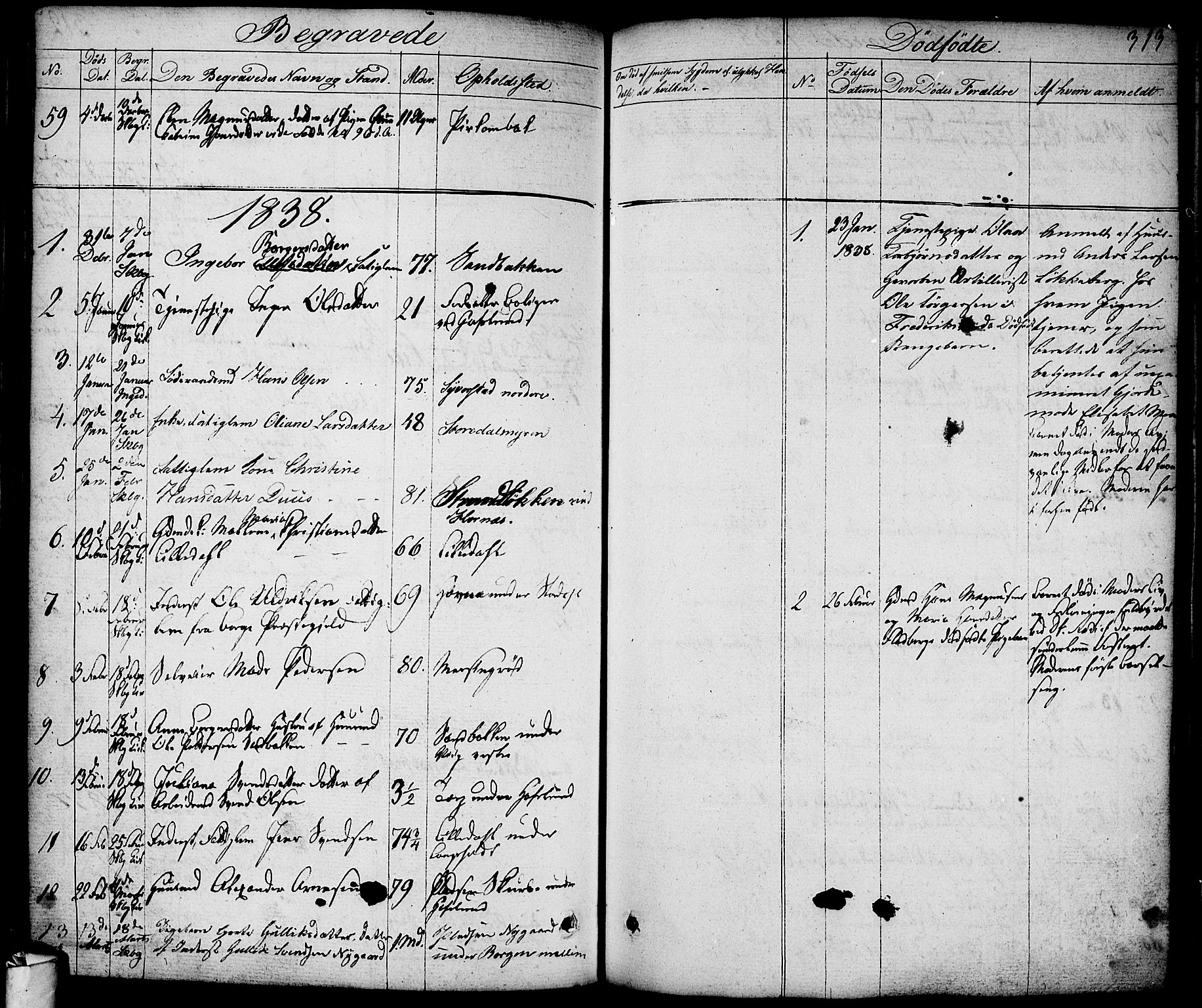 Skjeberg prestekontor Kirkebøker, AV/SAO-A-10923/F/Fa/L0005: Parish register (official) no. I 5, 1830-1845, p. 313