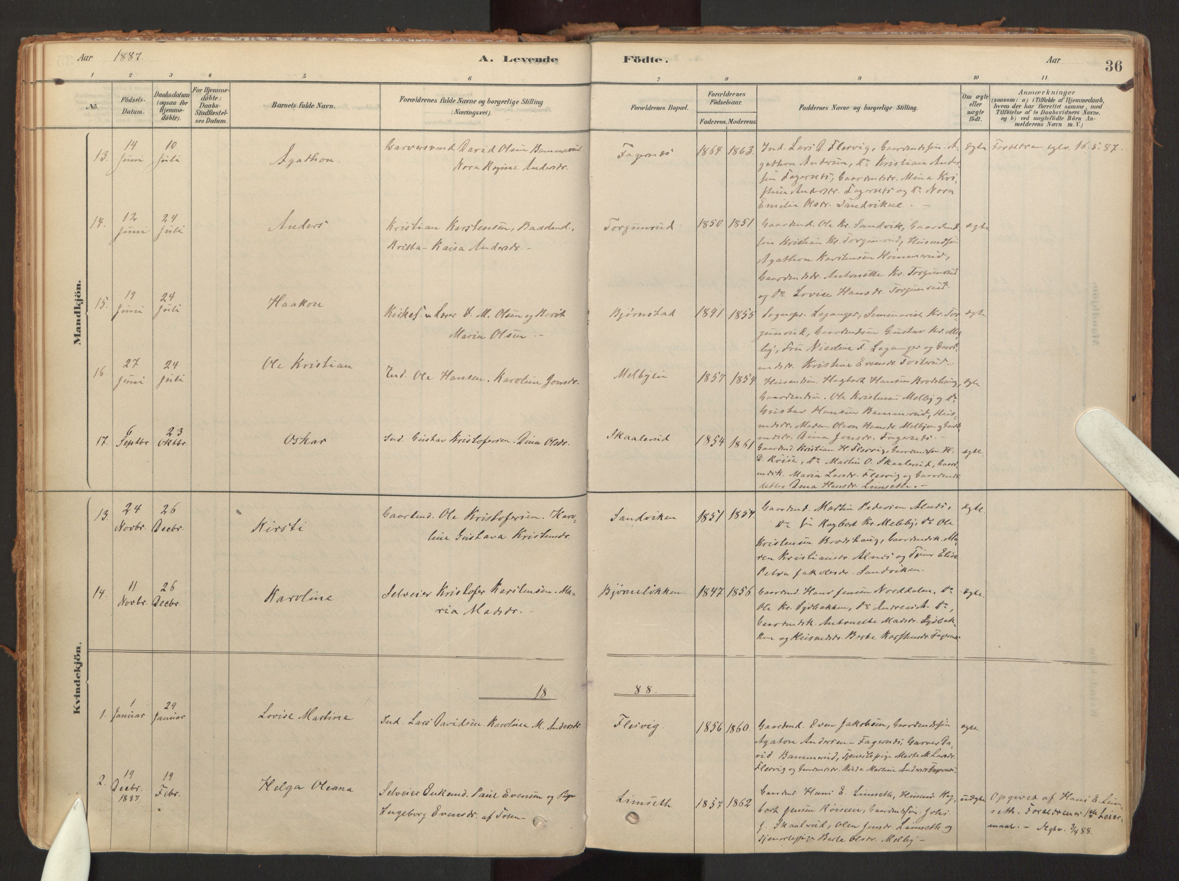 Hurdal prestekontor Kirkebøker, SAO/A-10889/F/Fb/L0003: Parish register (official) no. II 3, 1878-1920, p. 36