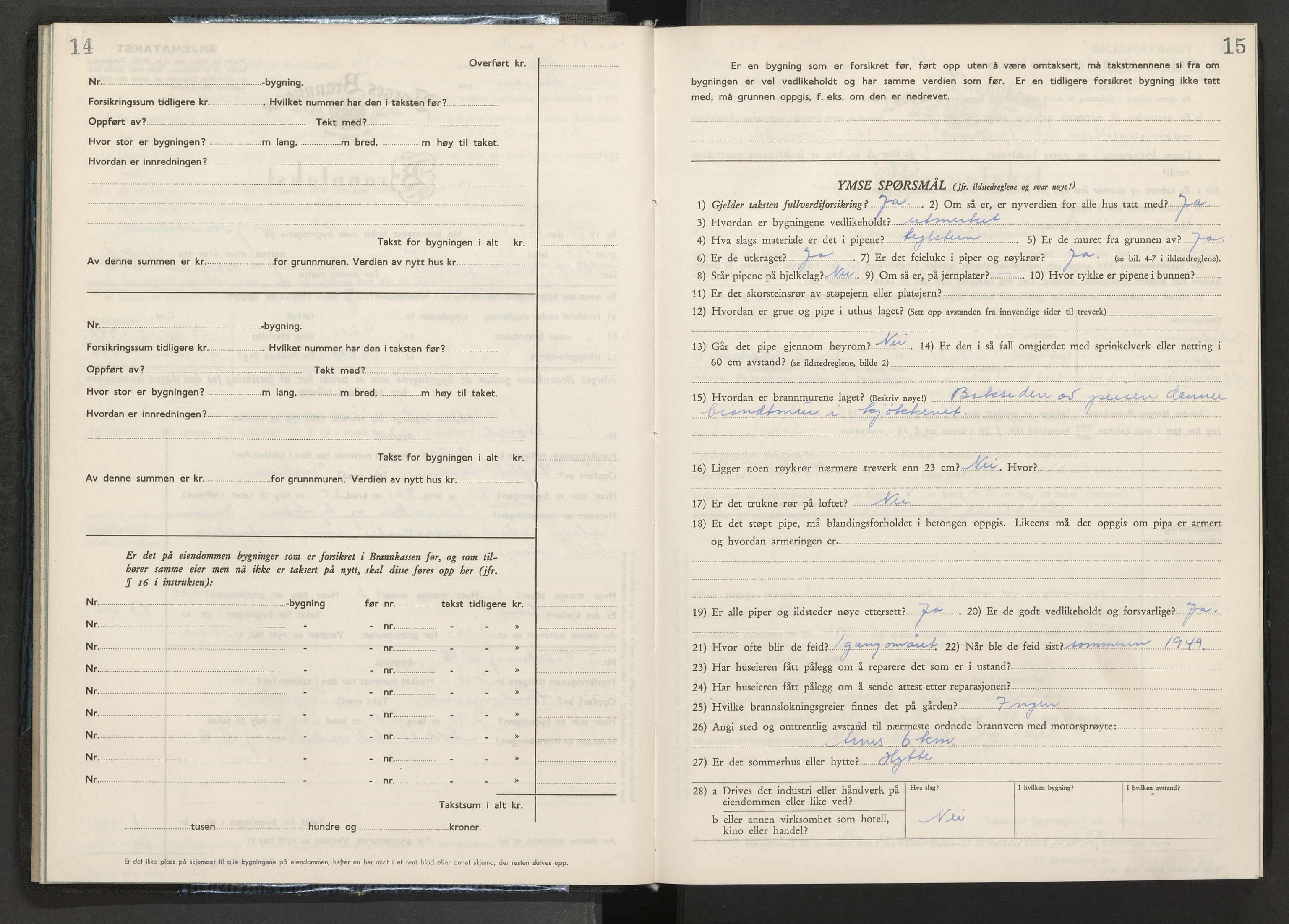 Norges brannkasse, branntakster Nes, AV/SAO-A-11392/F/Fb/L0004: Branntakstprotokoll, 1950-1955