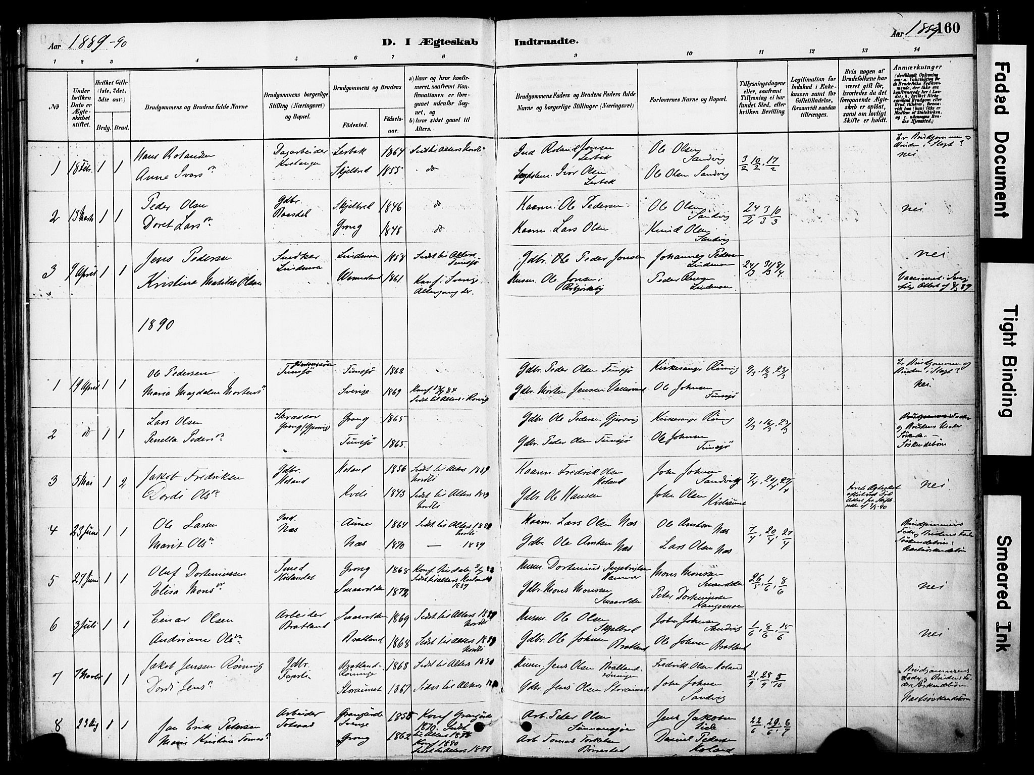 Ministerialprotokoller, klokkerbøker og fødselsregistre - Nord-Trøndelag, SAT/A-1458/755/L0494: Parish register (official) no. 755A03, 1882-1902, p. 160
