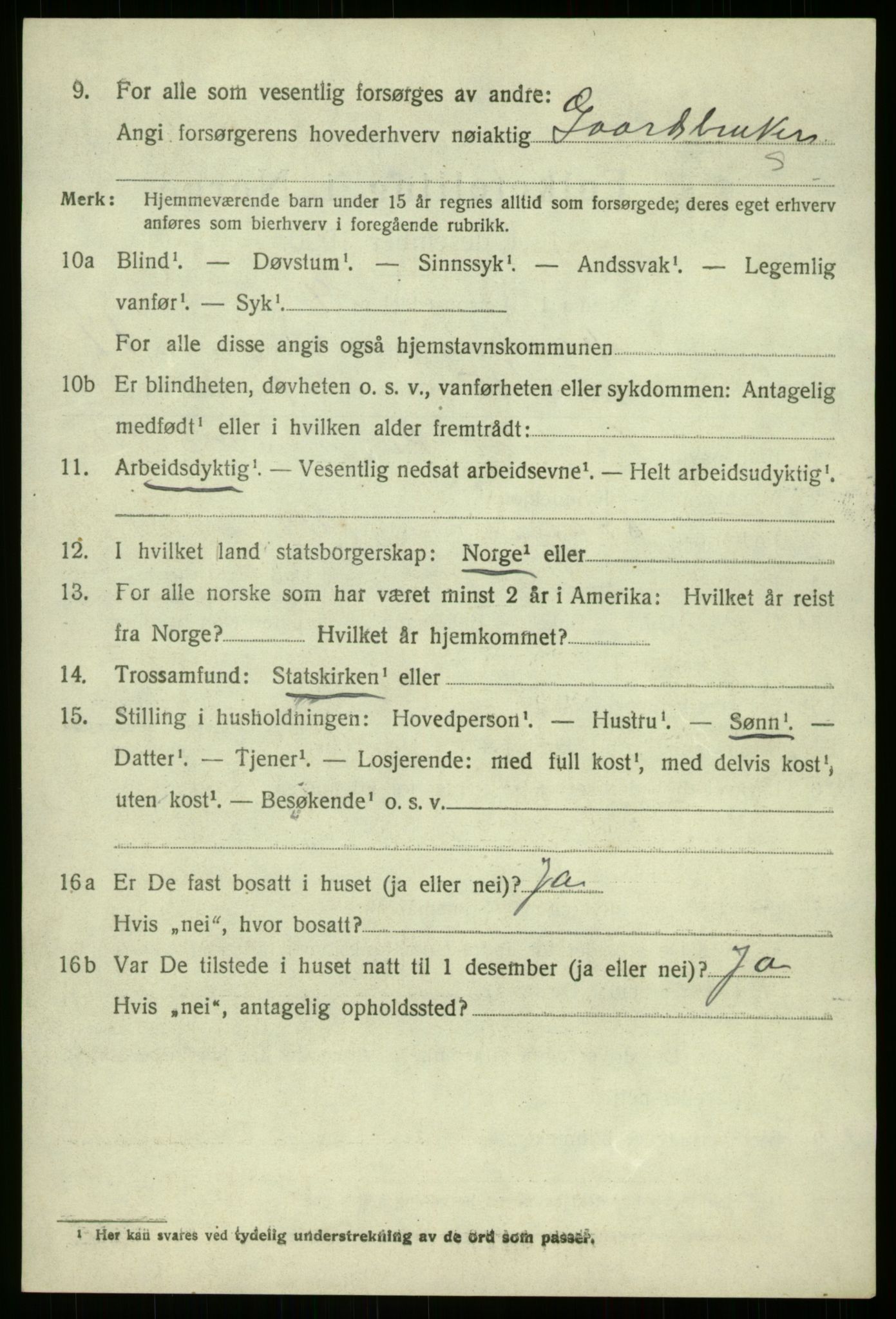 SAB, 1920 census for Manger, 1920, p. 10009