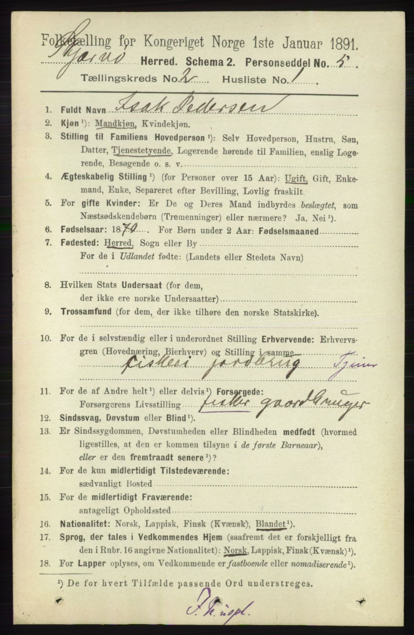 RA, 1891 census for 1941 Skjervøy, 1891, p. 1032