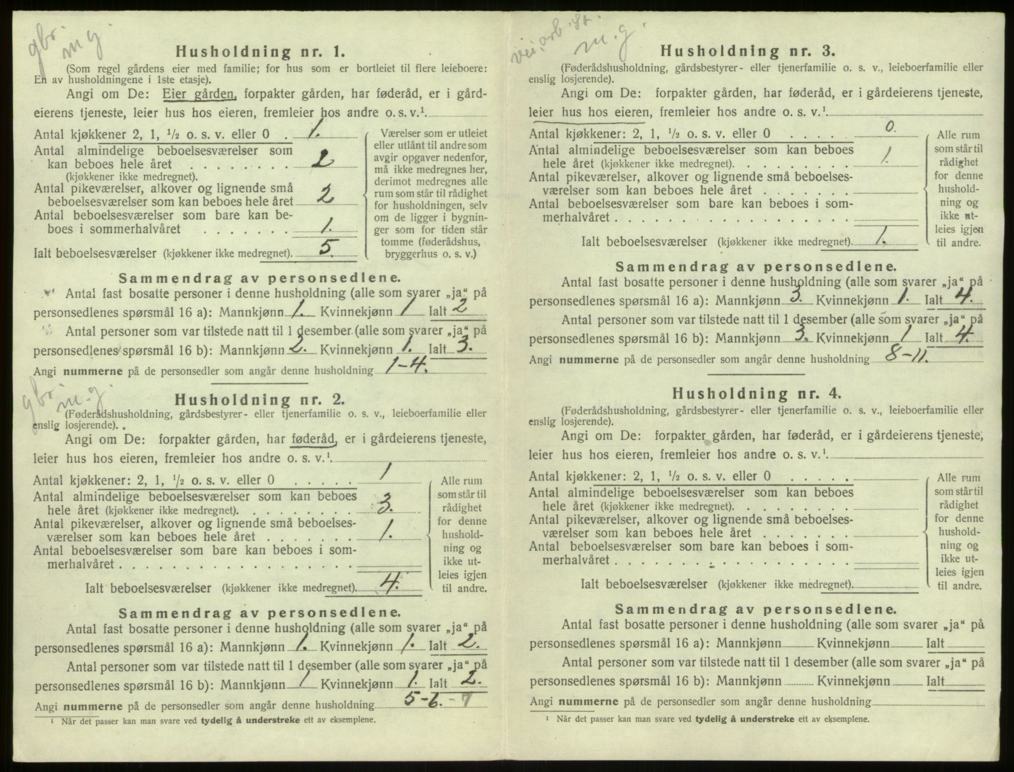 SAB, 1920 census for Aurland, 1920, p. 331