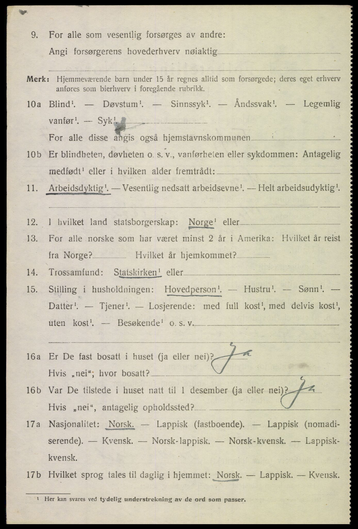 SAT, 1920 census for Tysfjord, 1920, p. 5162