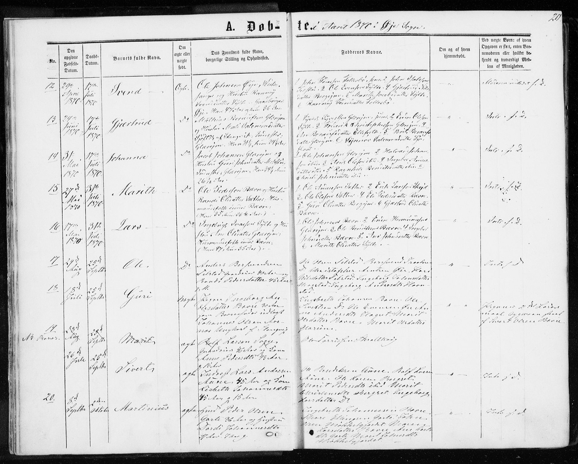 Ministerialprotokoller, klokkerbøker og fødselsregistre - Møre og Romsdal, AV/SAT-A-1454/595/L1045: Parish register (official) no. 595A07, 1863-1873, p. 20