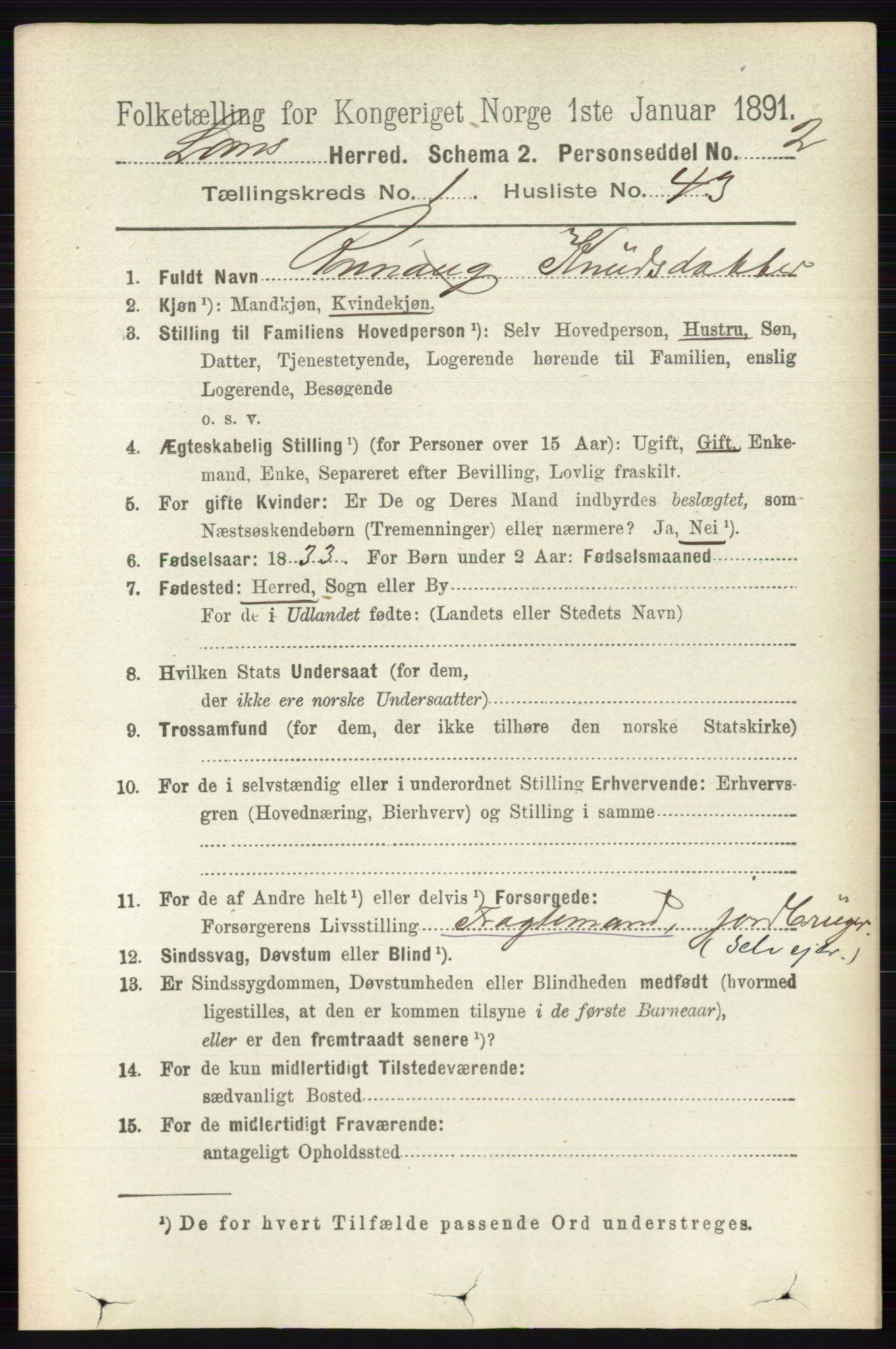 RA, 1891 census for 0514 Lom, 1891, p. 366