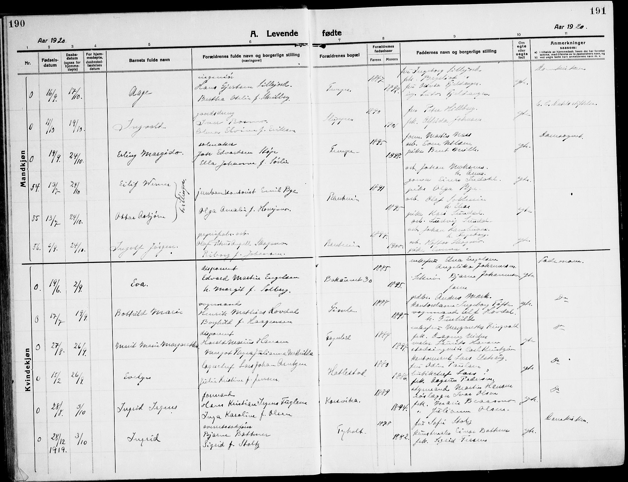 Ministerialprotokoller, klokkerbøker og fødselsregistre - Sør-Trøndelag, AV/SAT-A-1456/607/L0321: Parish register (official) no. 607A05, 1916-1935, p. 190-191