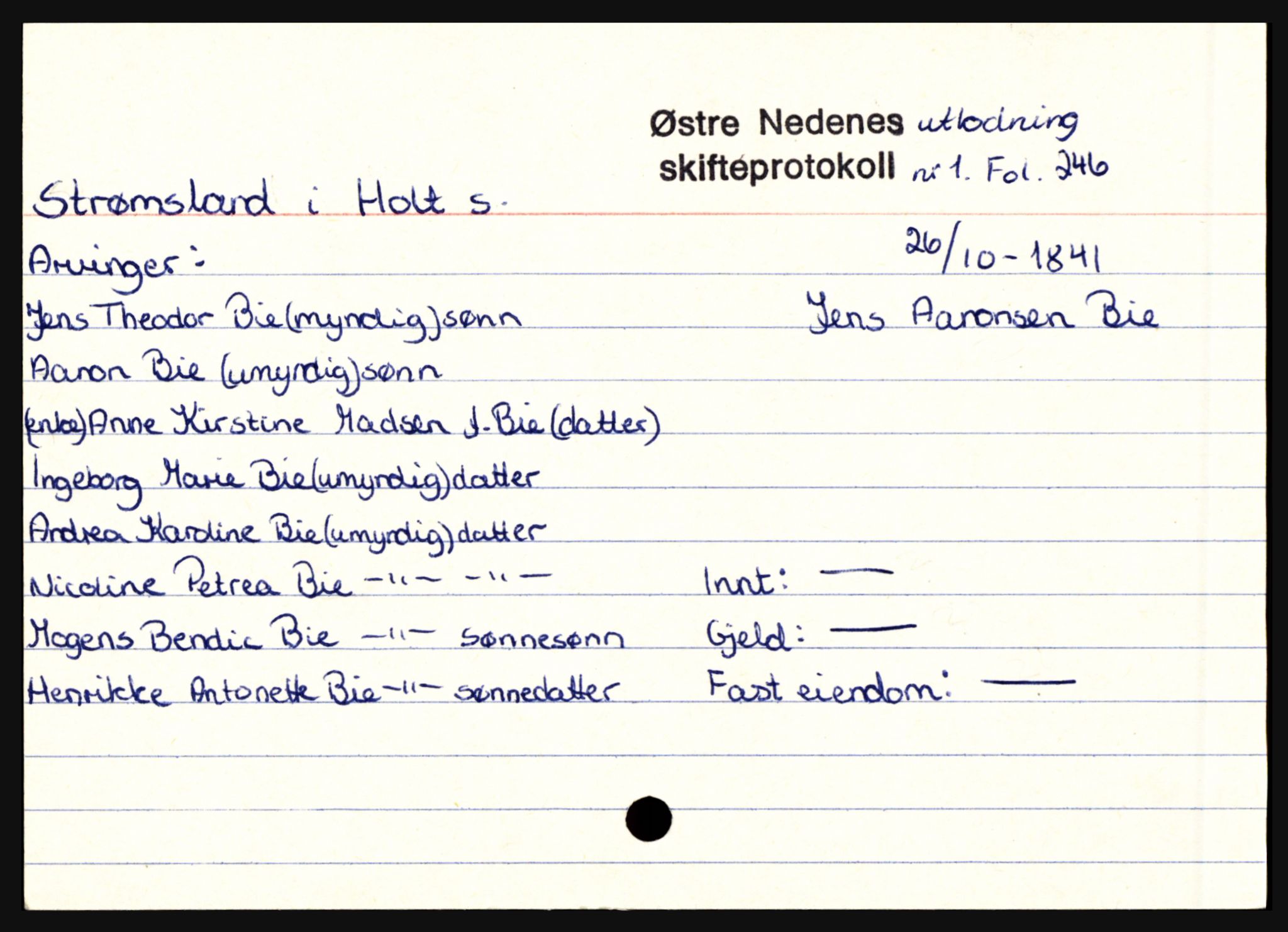 Holt sorenskriveri, AV/SAK-1221-0002/H, p. 1497