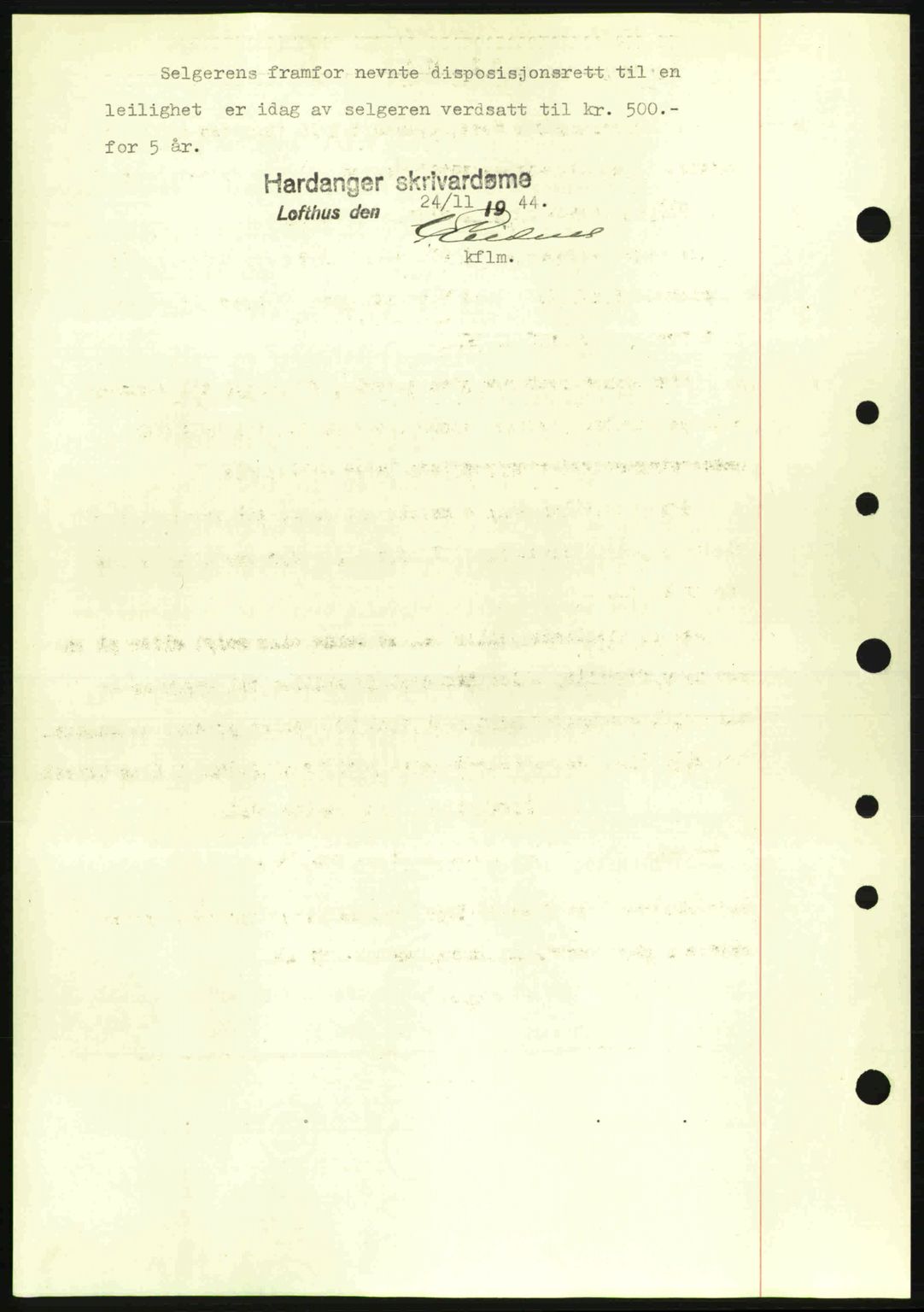 Hardanger sorenskriver, AV/SAB-A-2101/G/Ge/Gec/L0010: Mortgage book no. A10, 1943-1944, Diary no: : 592/1944