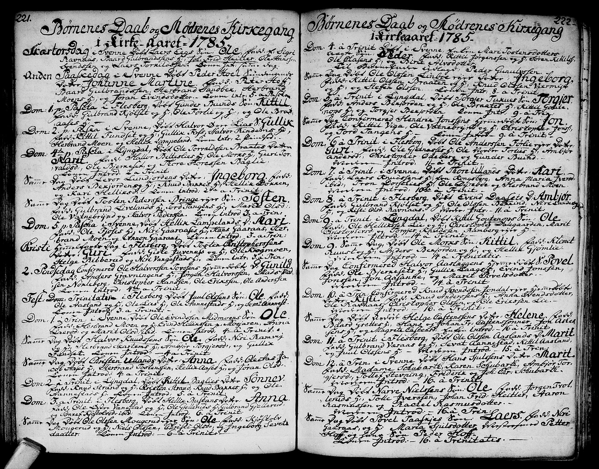 Flesberg kirkebøker, AV/SAKO-A-18/F/Fa/L0003: Parish register (official) no. I 3, 1748-1790, p. 221-222