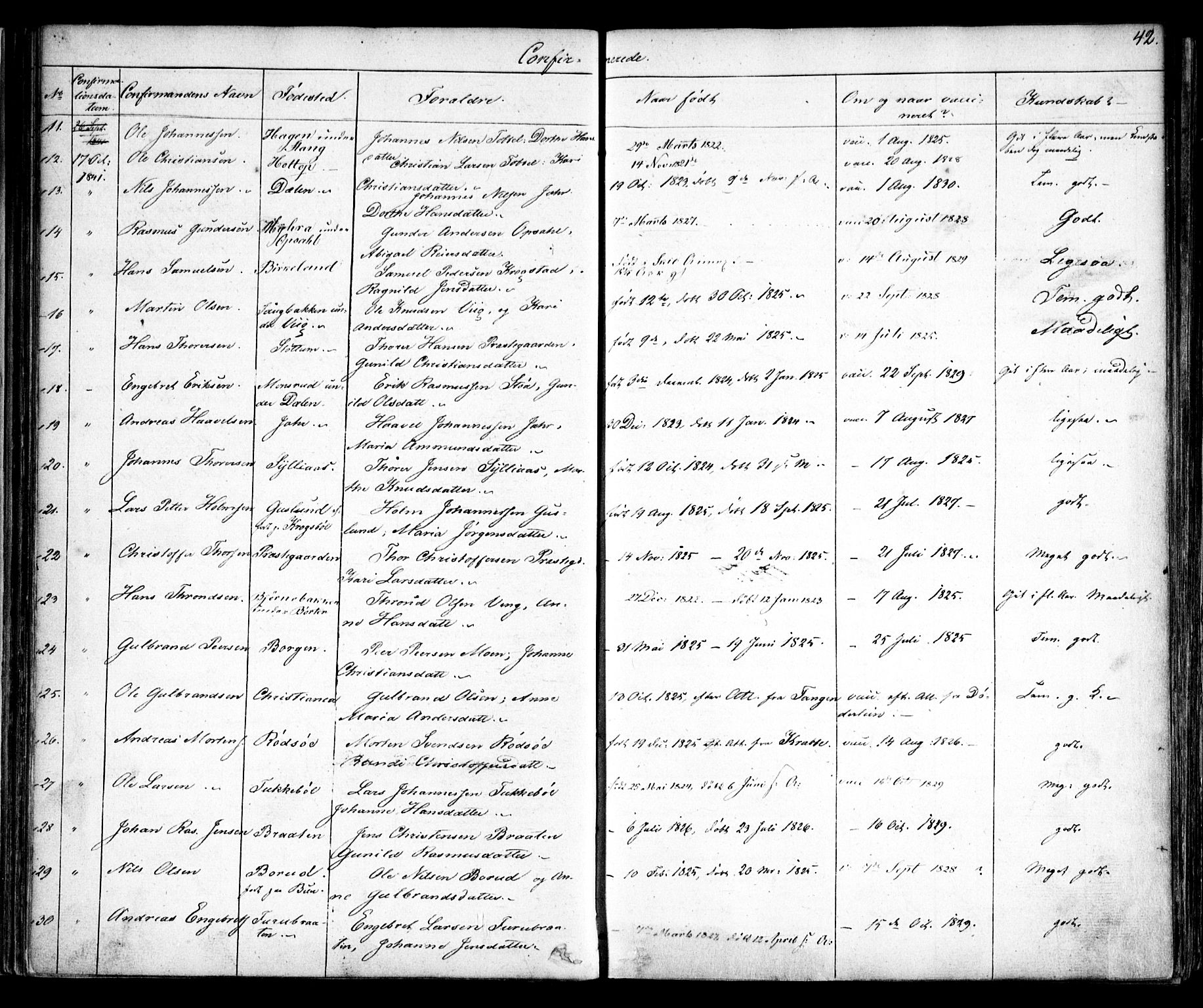 Enebakk prestekontor Kirkebøker, SAO/A-10171c/F/Fa/L0010: Parish register (official) no. I 10, 1829-1876, p. 42