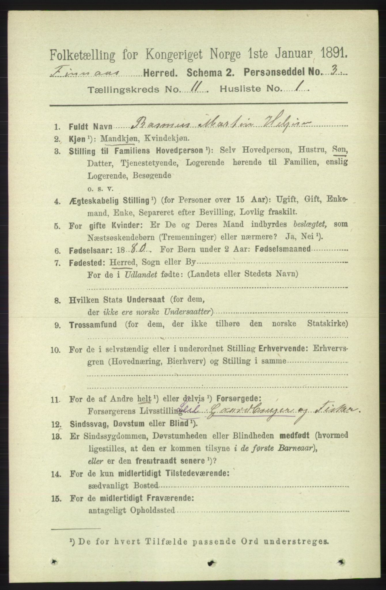 RA, 1891 census for 1218 Finnås, 1891, p. 5126