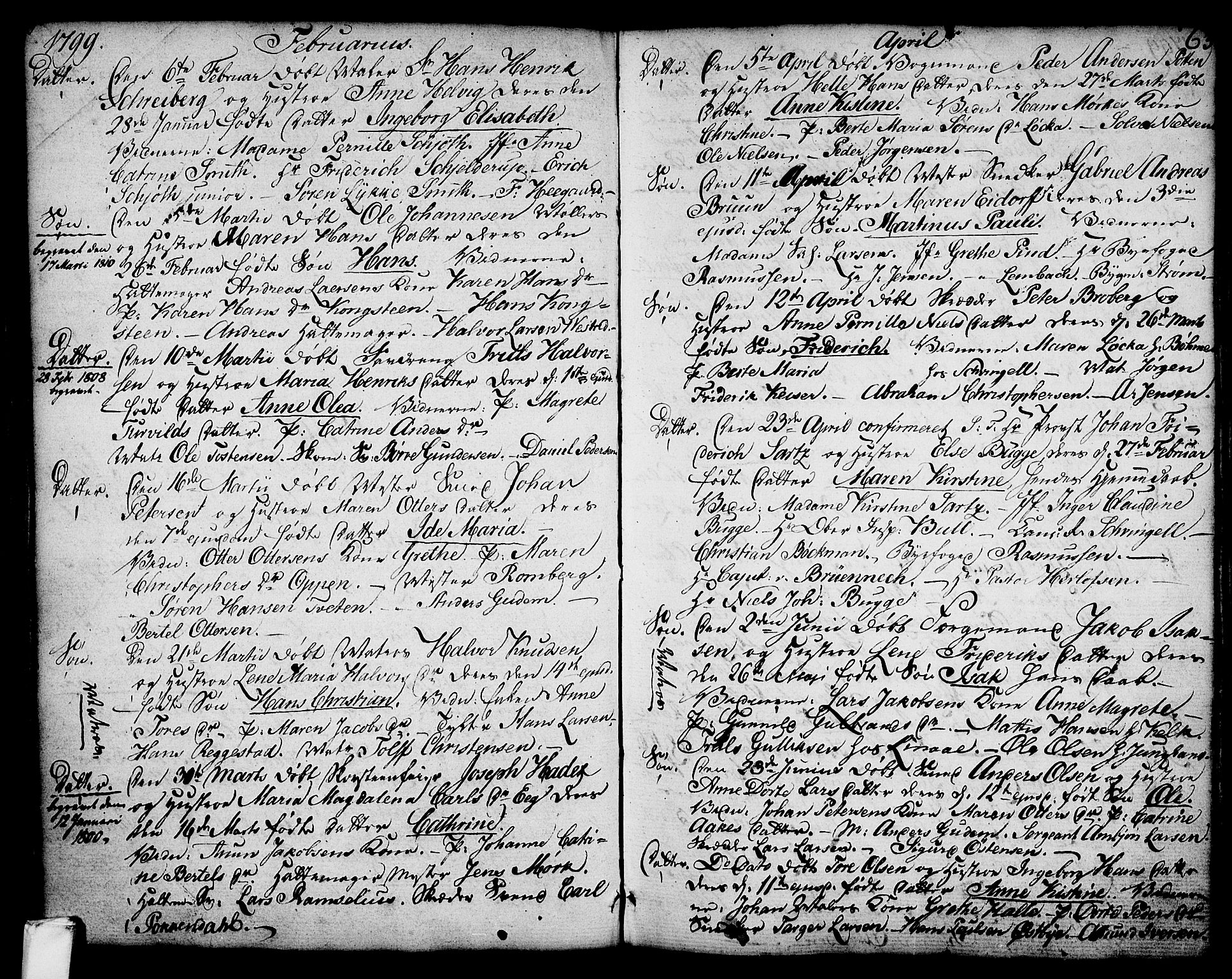 Larvik kirkebøker, SAKO/A-352/G/Ga/L0001: Parish register (copy) no. I 1, 1785-1807, p. 63