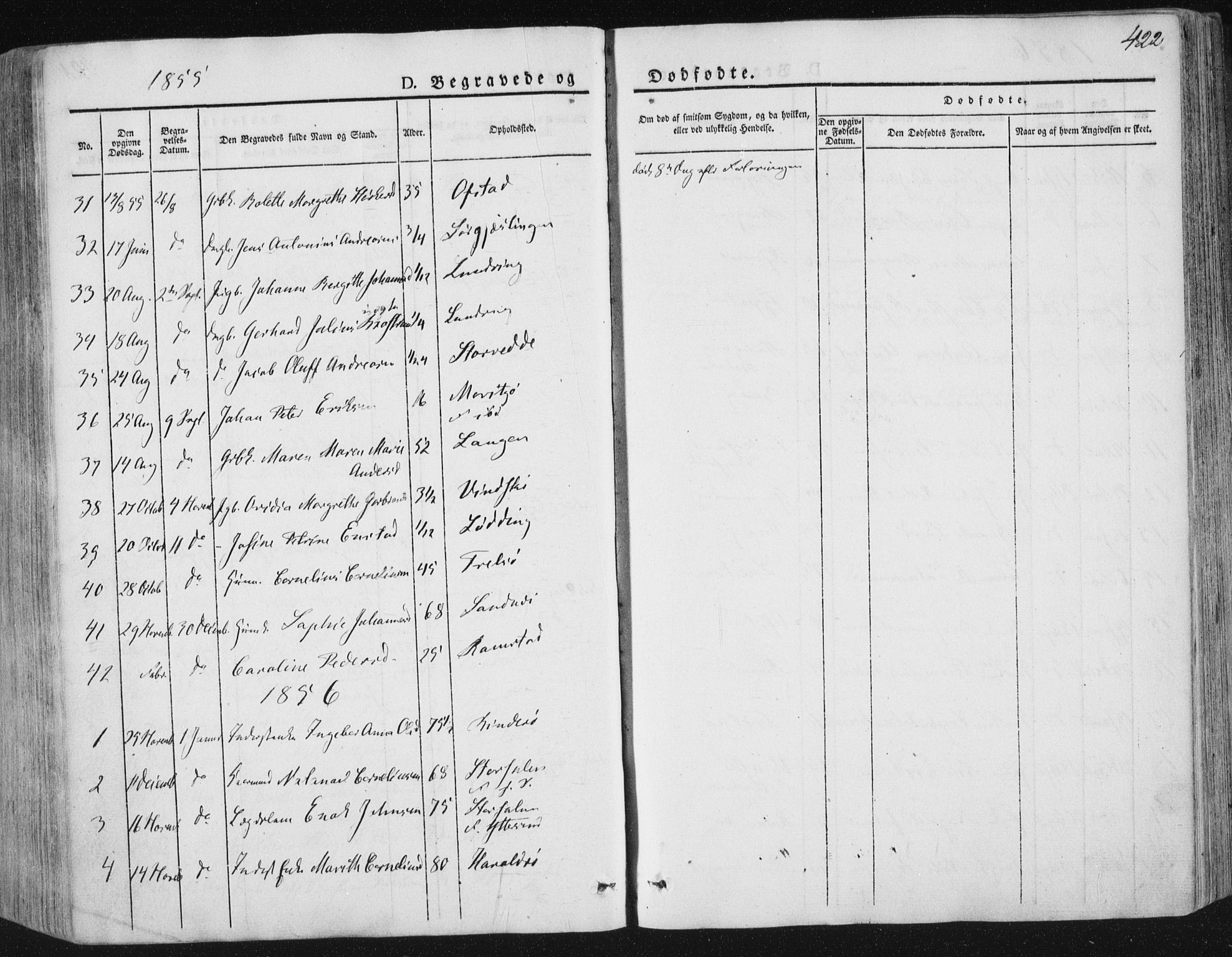 Ministerialprotokoller, klokkerbøker og fødselsregistre - Nord-Trøndelag, SAT/A-1458/784/L0669: Parish register (official) no. 784A04, 1829-1859, p. 422