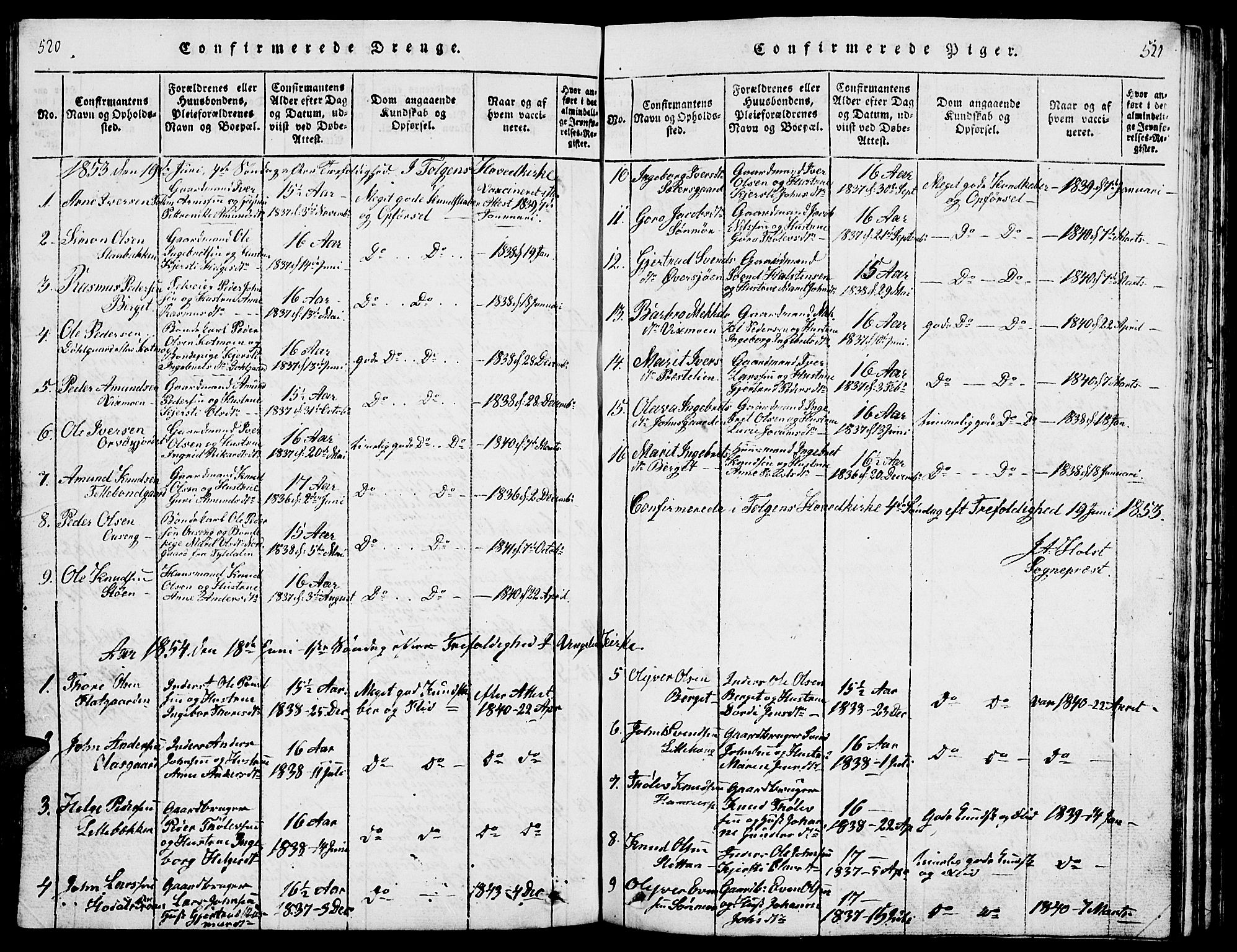 Tolga prestekontor, AV/SAH-PREST-062/L/L0001: Parish register (copy) no. 1, 1814-1877, p. 520-521