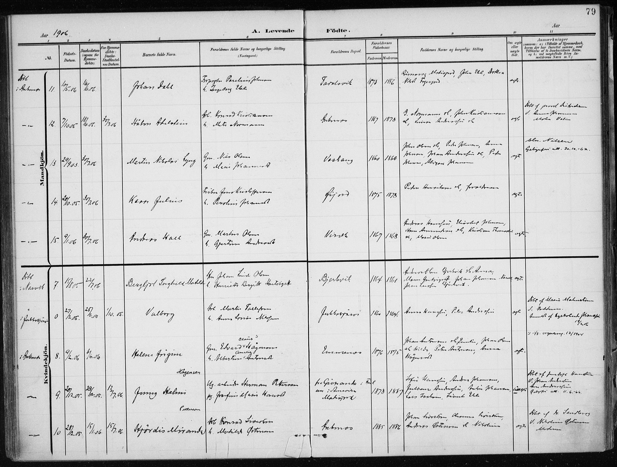 Ministerialprotokoller, klokkerbøker og fødselsregistre - Nordland, AV/SAT-A-1459/866/L0941: Parish register (official) no. 866A04, 1901-1917, p. 79