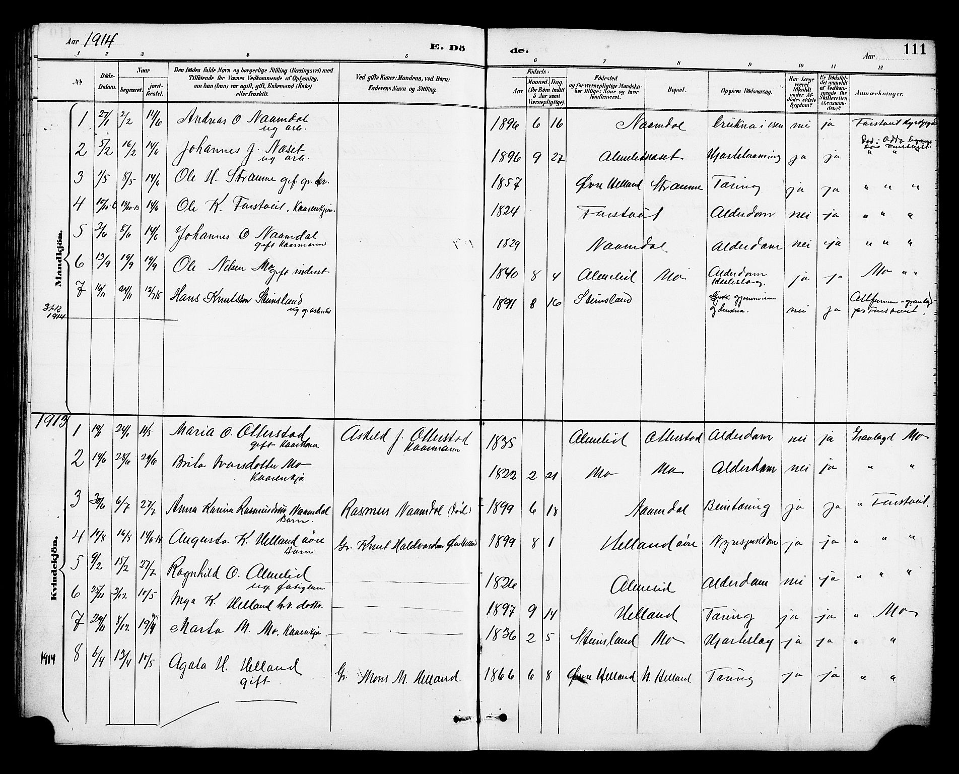 Osterfjorden Soknepresembete, SAB/A-77301: Parish register (copy) no. B 2, 1891-1922, p. 111