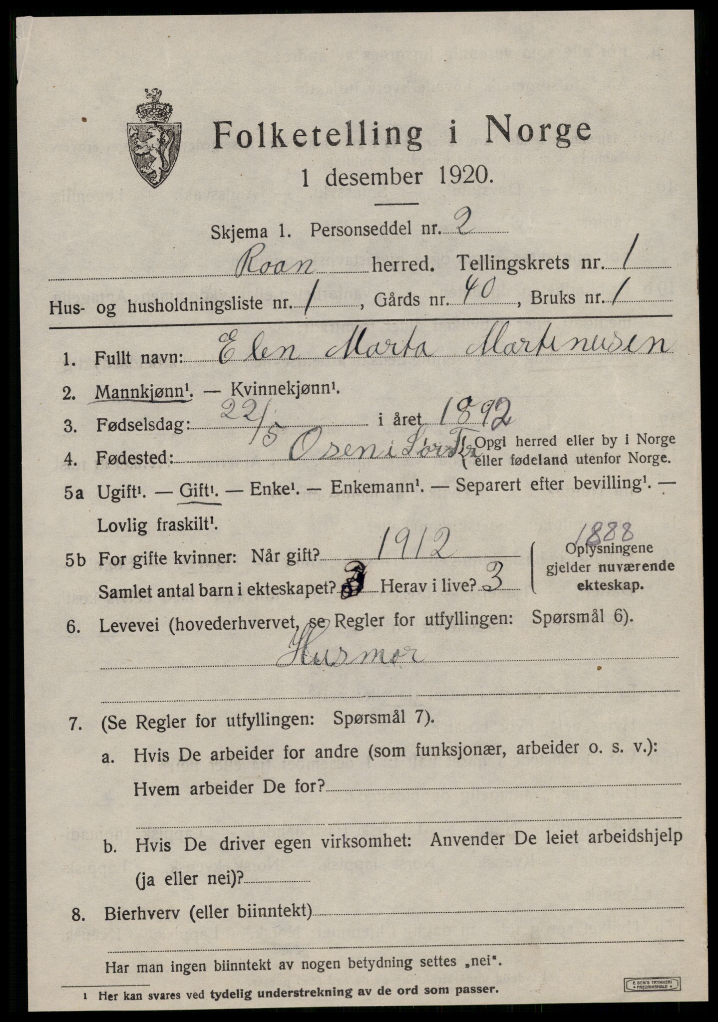 SAT, 1920 census for Roan, 1920, p. 805