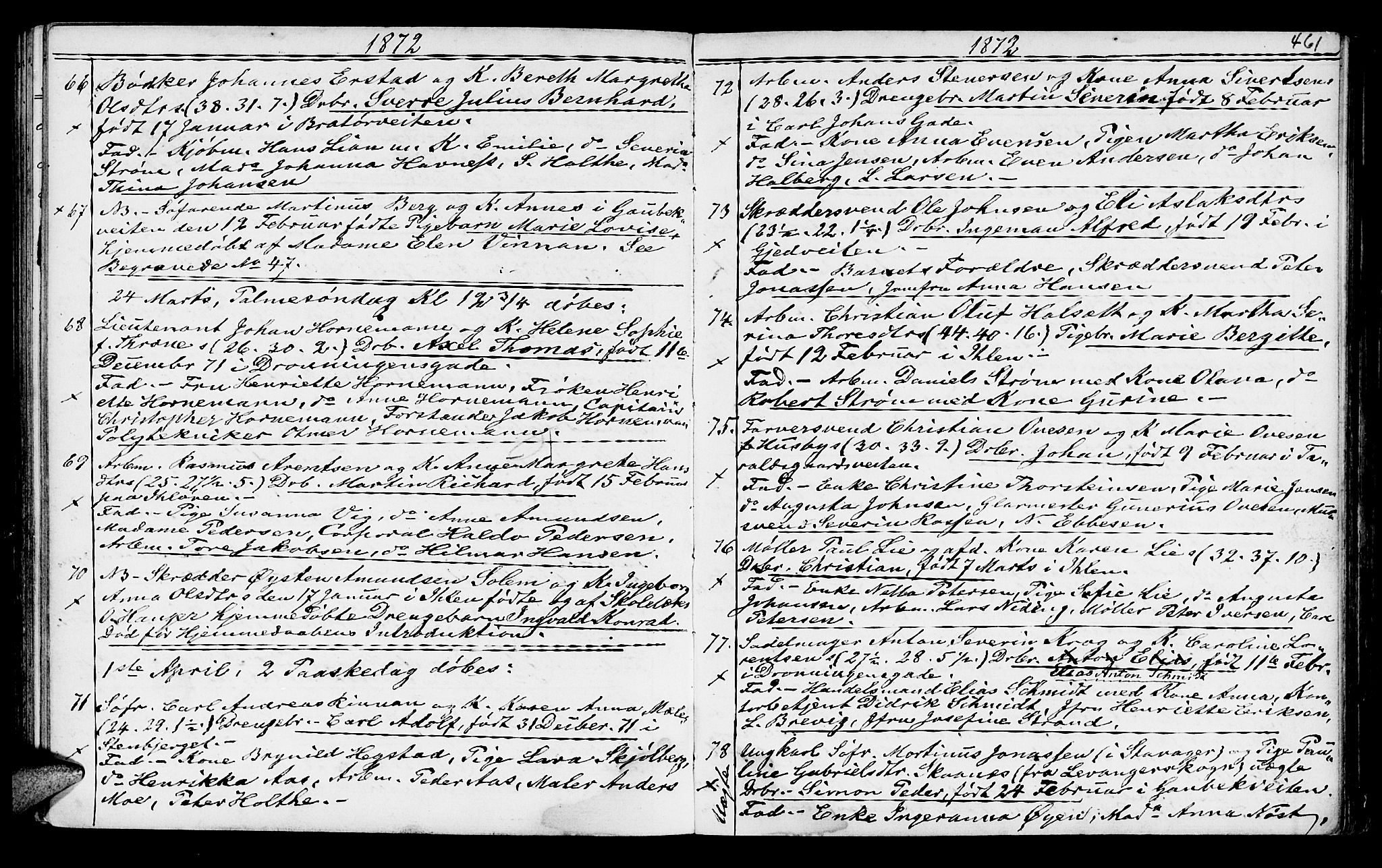 Ministerialprotokoller, klokkerbøker og fødselsregistre - Sør-Trøndelag, AV/SAT-A-1456/602/L0140: Parish register (copy) no. 602C08, 1864-1872, p. 460-461