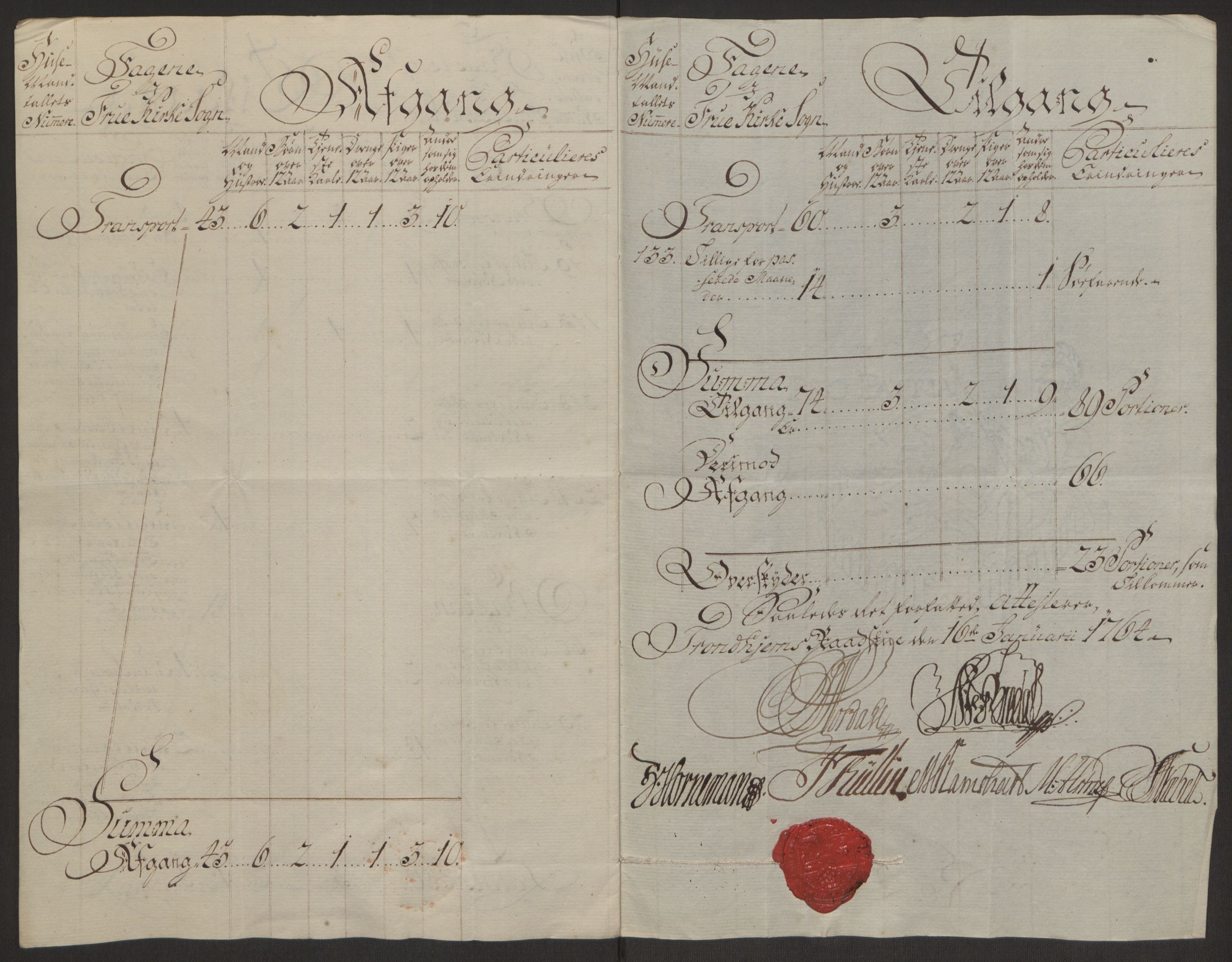 Rentekammeret inntil 1814, Reviderte regnskaper, Byregnskaper, AV/RA-EA-4066/R/Rs/L0516/0001: [S9] Kontribusjonsregnskap / Ekstraskatt, 1762-1767, p. 173