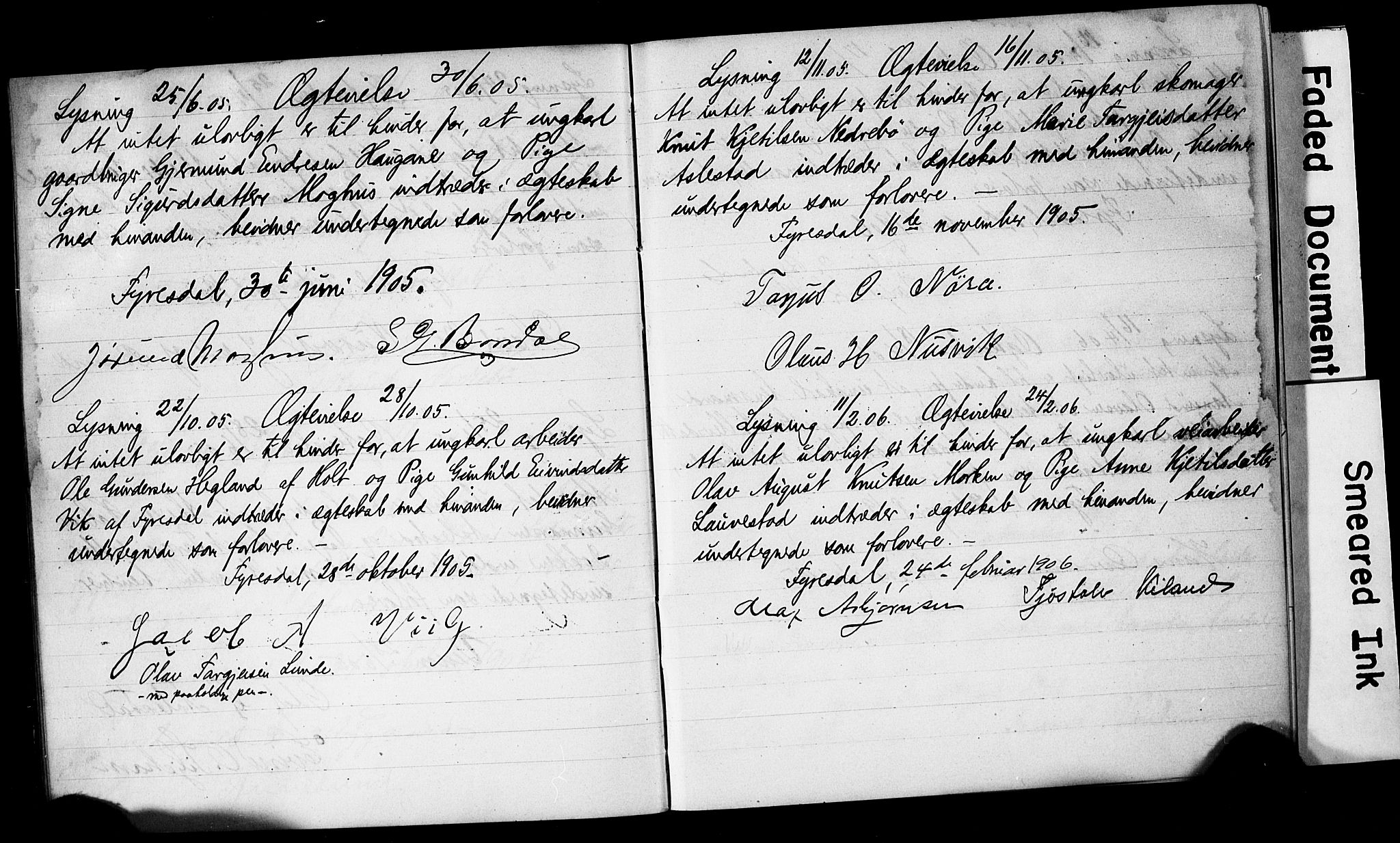 Fyresdal kirkebøker, SAKO/A-263/H/Hb/L0002: Best man's statements no. 2, 1897-1918