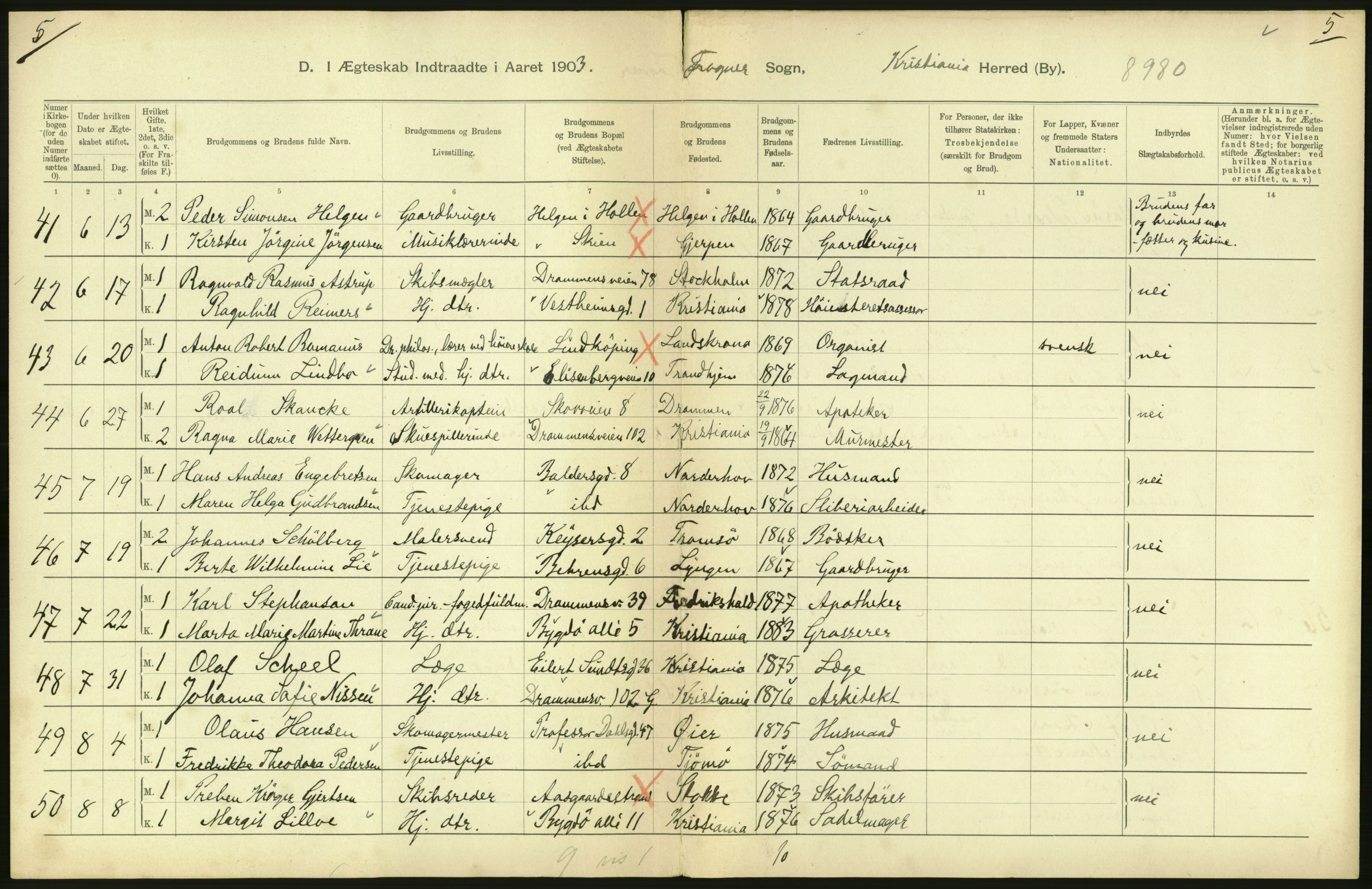 Statistisk sentralbyrå, Sosiodemografiske emner, Befolkning, AV/RA-S-2228/D/Df/Dfa/Dfaa/L0004: Kristiania: Gifte, døde, 1903, p. 680