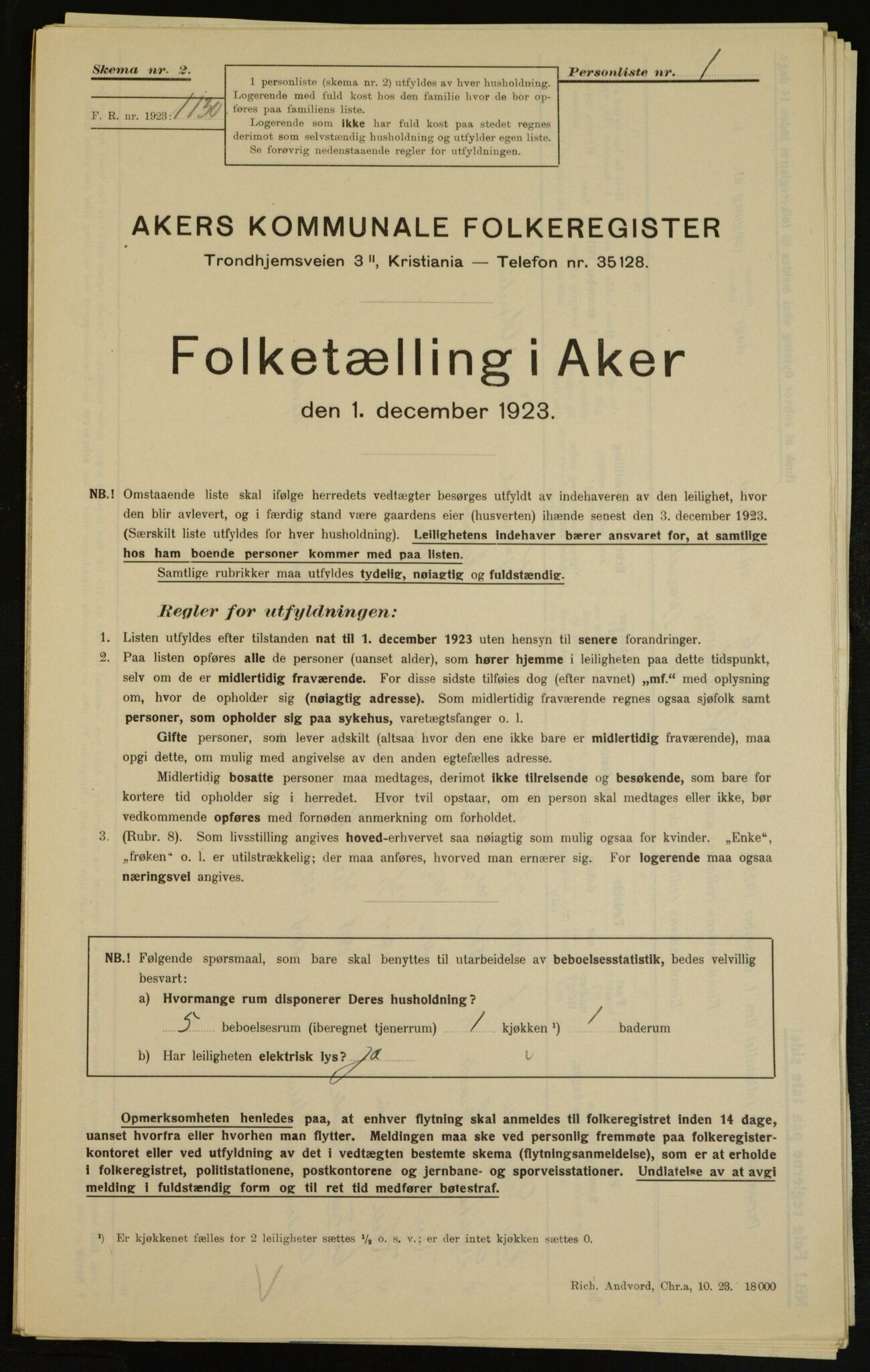 , Municipal Census 1923 for Aker, 1923, p. 6810