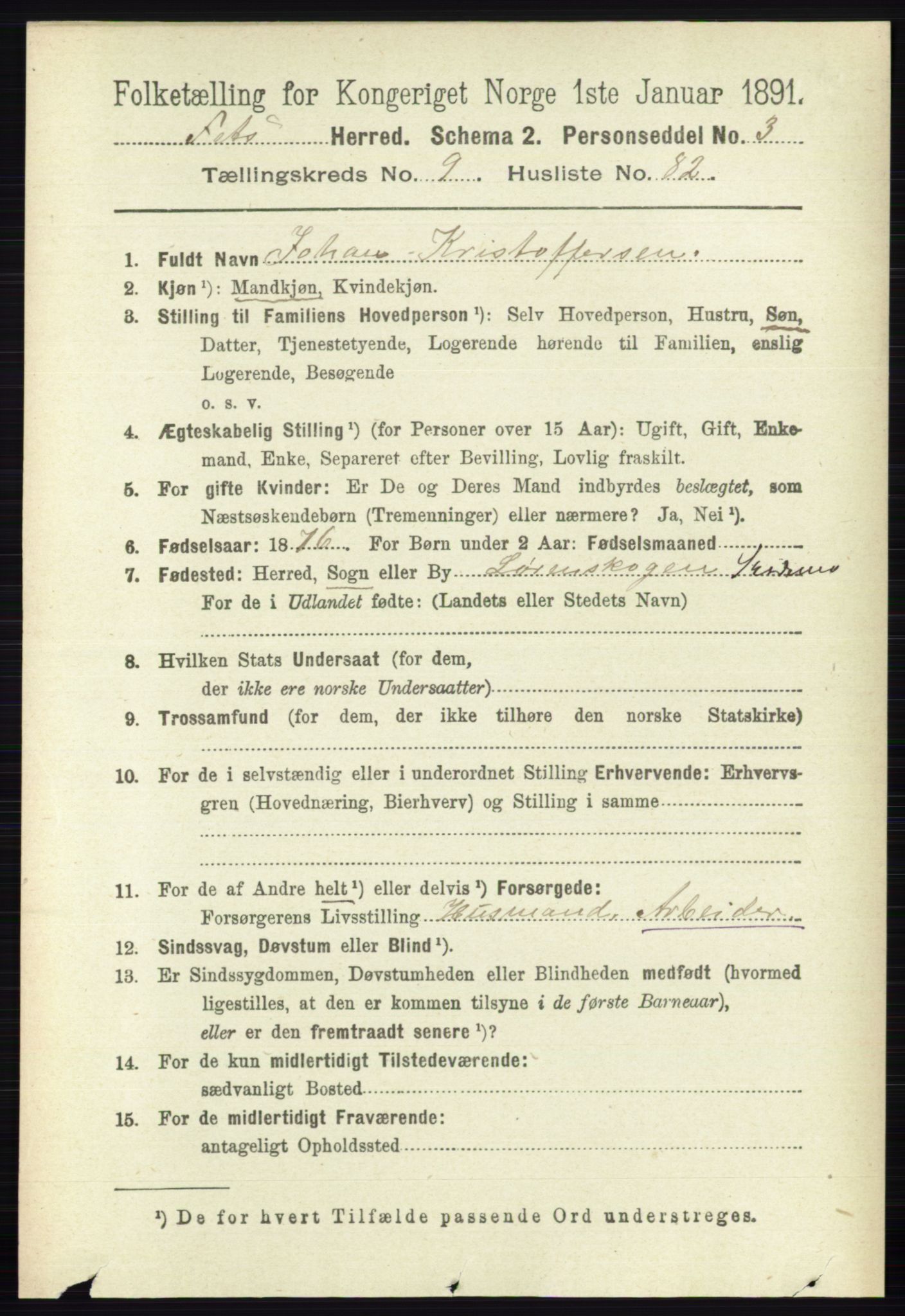 RA, 1891 census for 0227 Fet, 1891, p. 3942