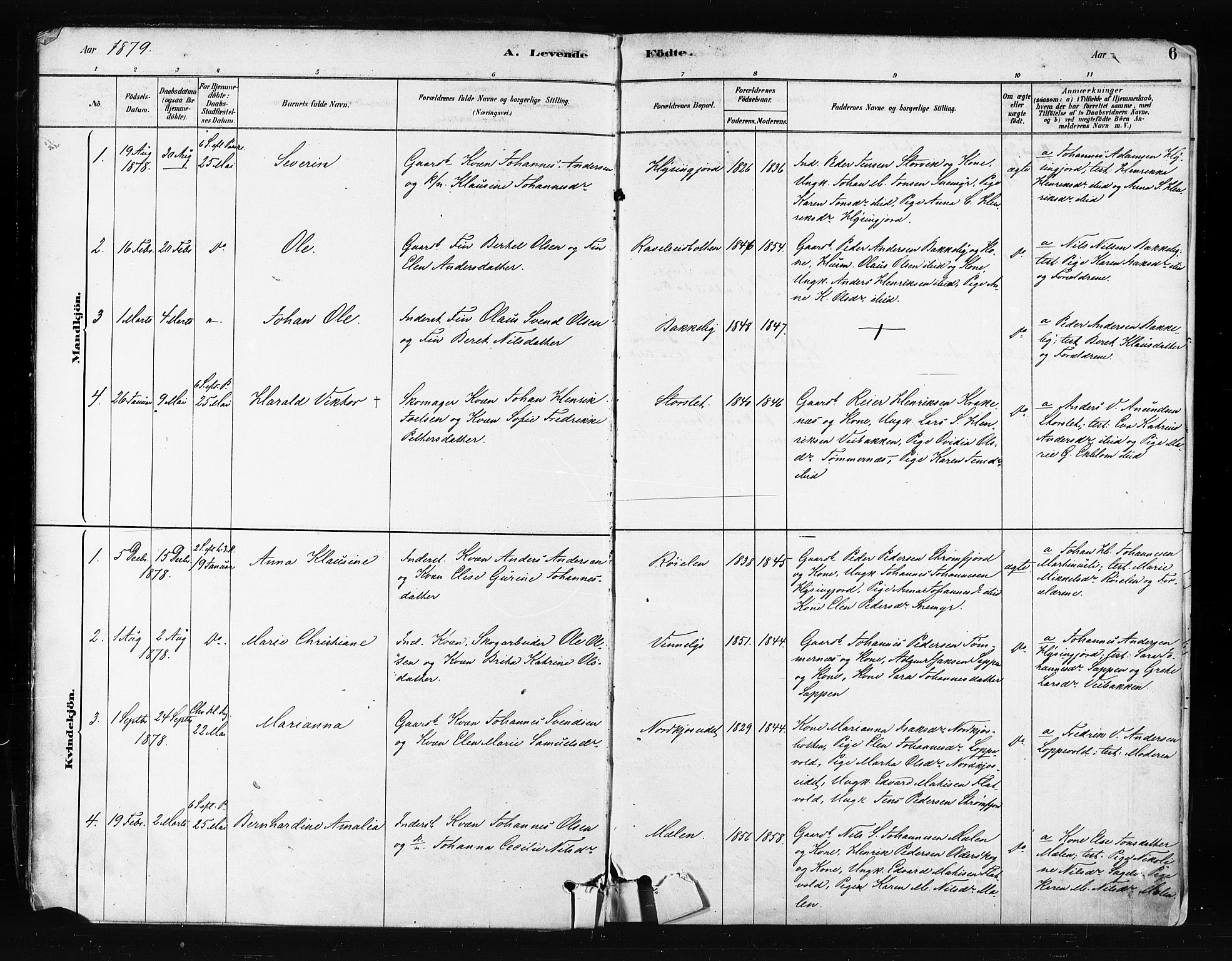 Skjervøy sokneprestkontor, SATØ/S-1300/H/Ha/Haa/L0014kirke: Parish register (official) no. 14, 1878-1894, p. 6