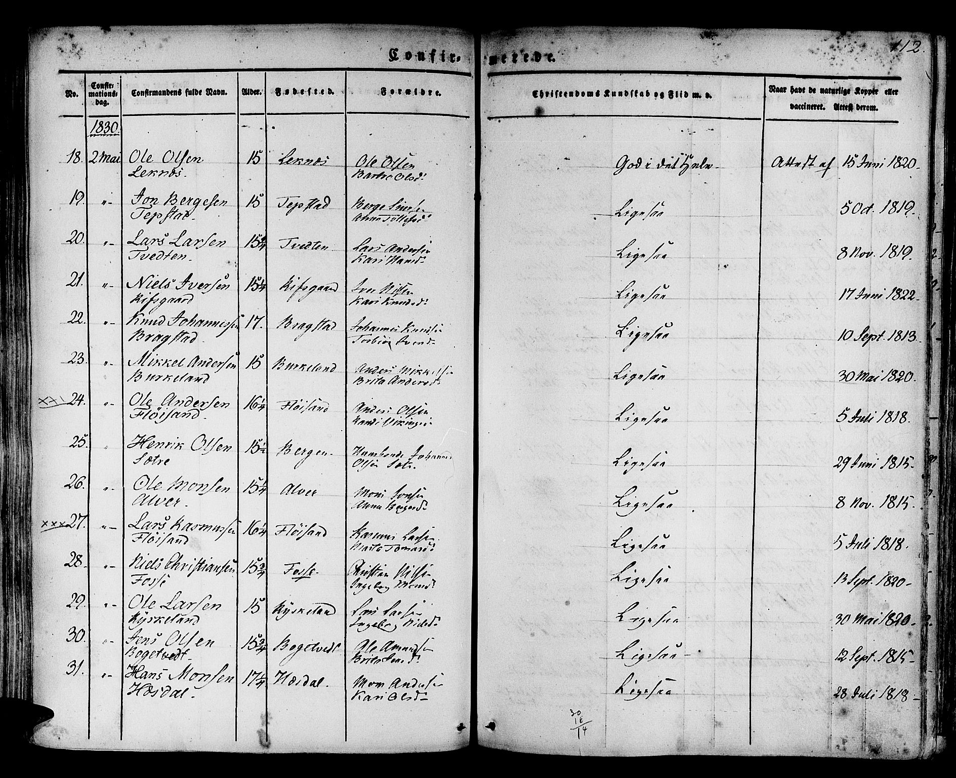 Hamre sokneprestembete, AV/SAB-A-75501/H/Ha/Haa/Haaa/L0011: Parish register (official) no. A 11, 1826-1834, p. 112