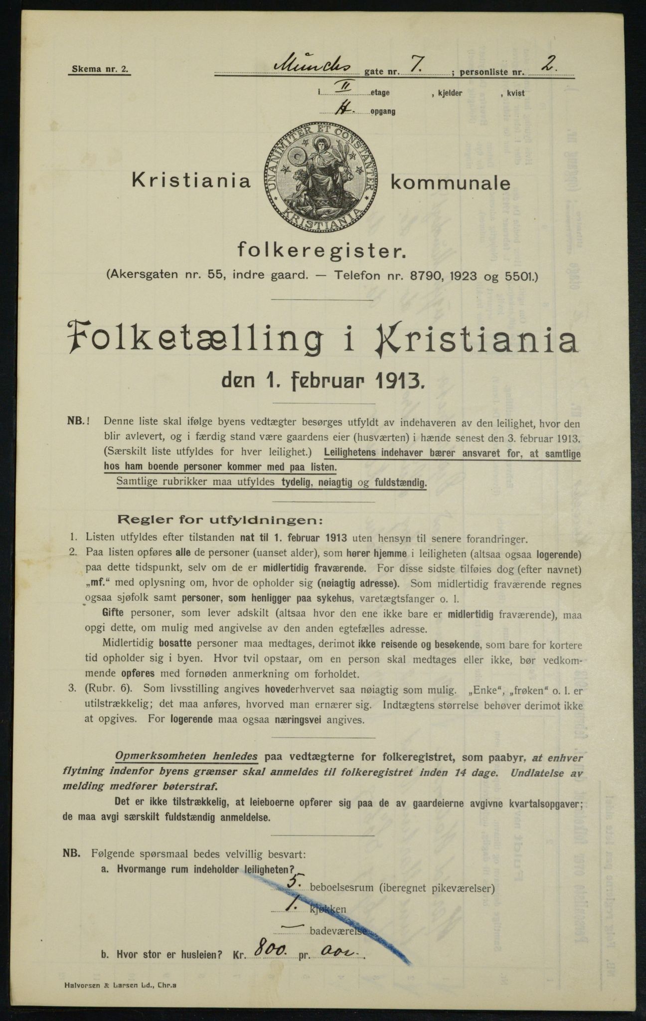 OBA, Municipal Census 1913 for Kristiania, 1913, p. 66585