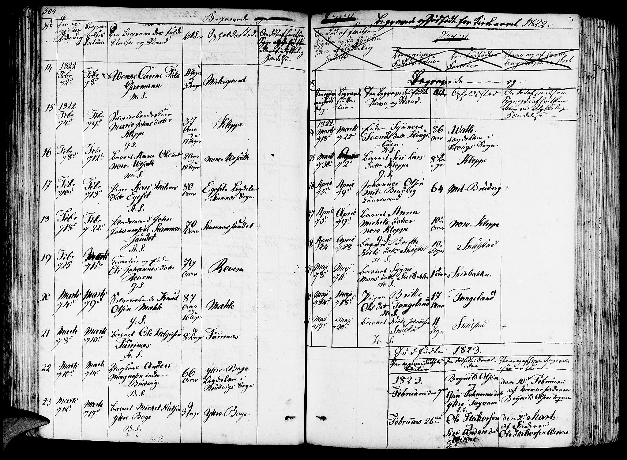 Haus sokneprestembete, AV/SAB-A-75601/H/Haa: Parish register (official) no. A 13, 1821-1827, p. 304