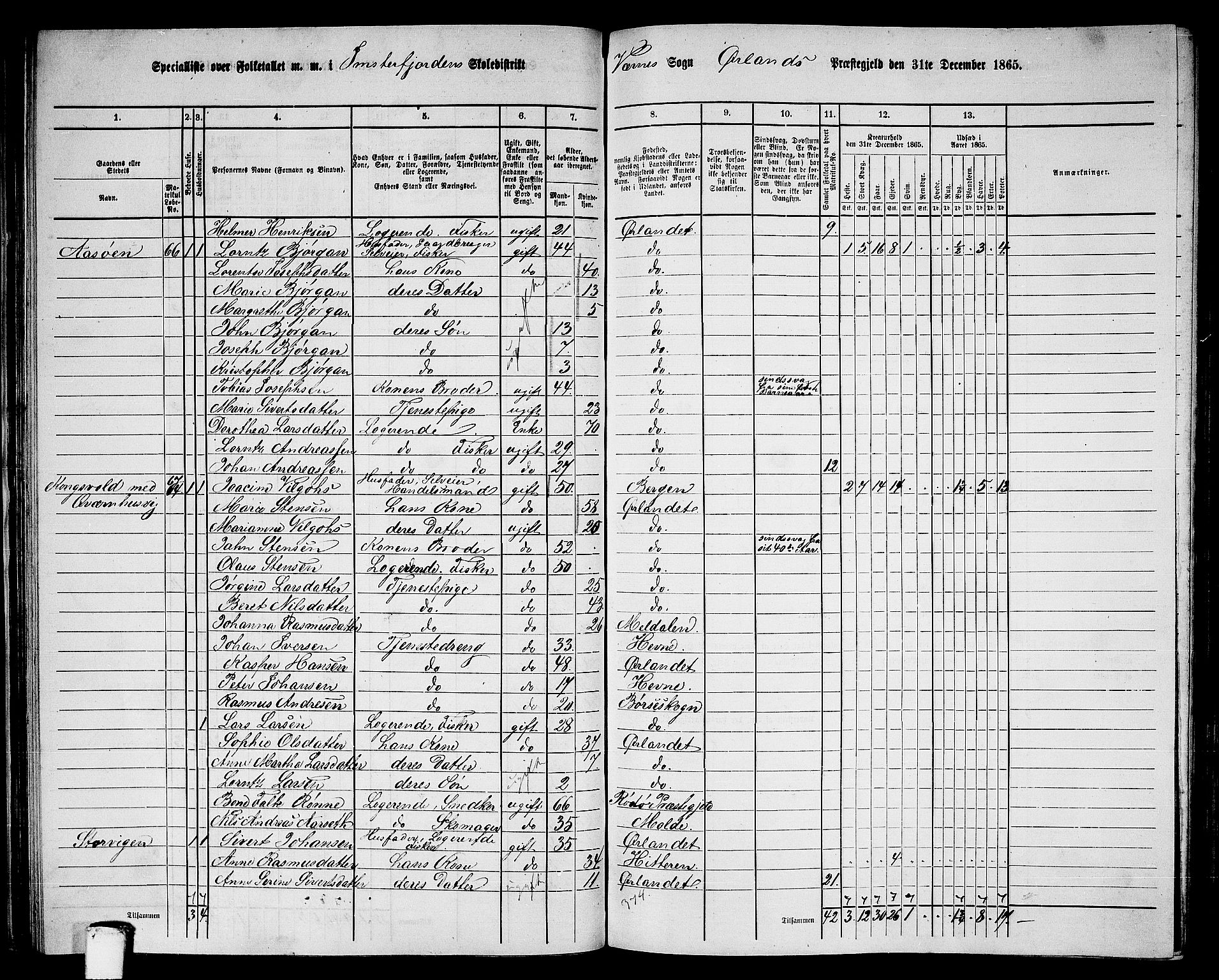 RA, 1865 census for Ørland, 1865, p. 41