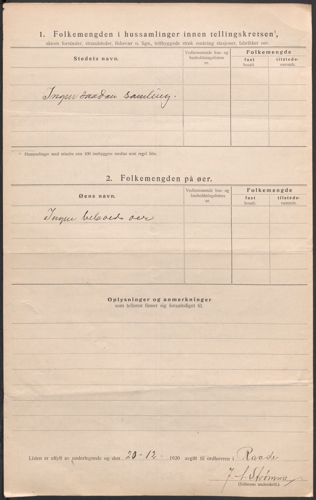 SAO, 1920 census for Råde, 1920, p. 18