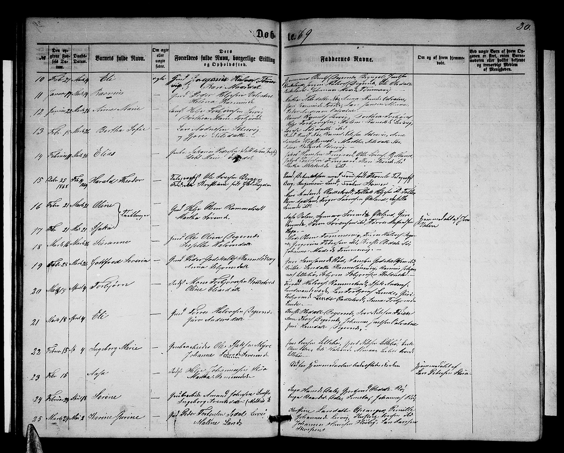 Stord sokneprestembete, SAB/A-78201/H/Hab: Parish register (copy) no. A 1, 1864-1878, p. 30