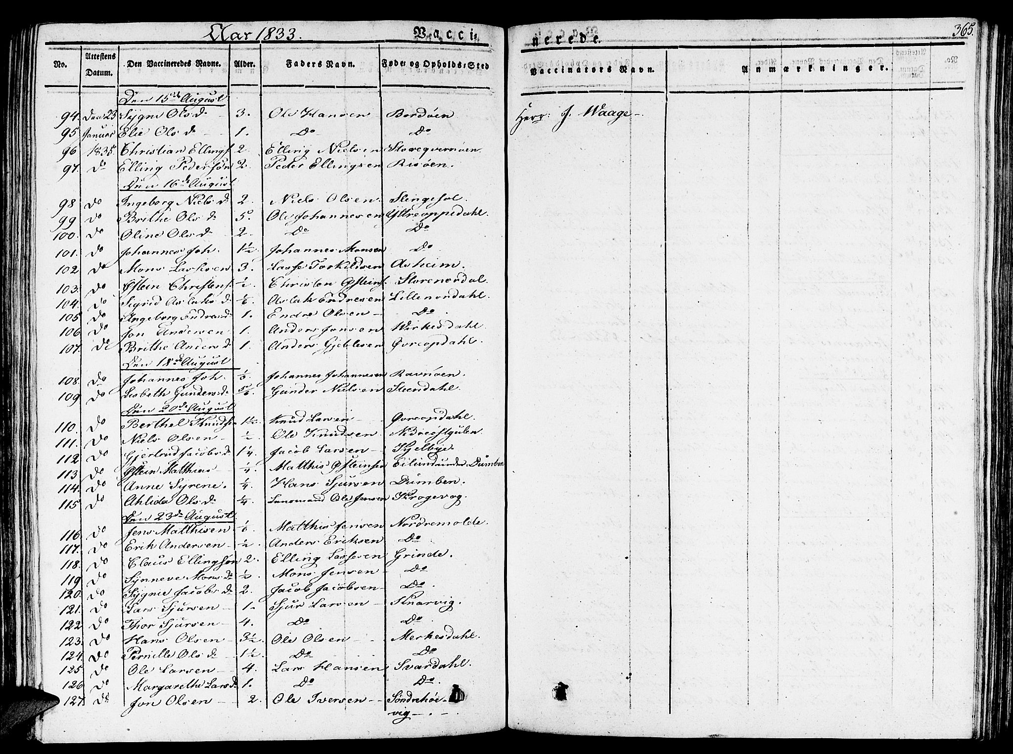 Gulen sokneprestembete, AV/SAB-A-80201/H/Haa/Haaa/L0019: Parish register (official) no. A 19, 1826-1836, p. 365