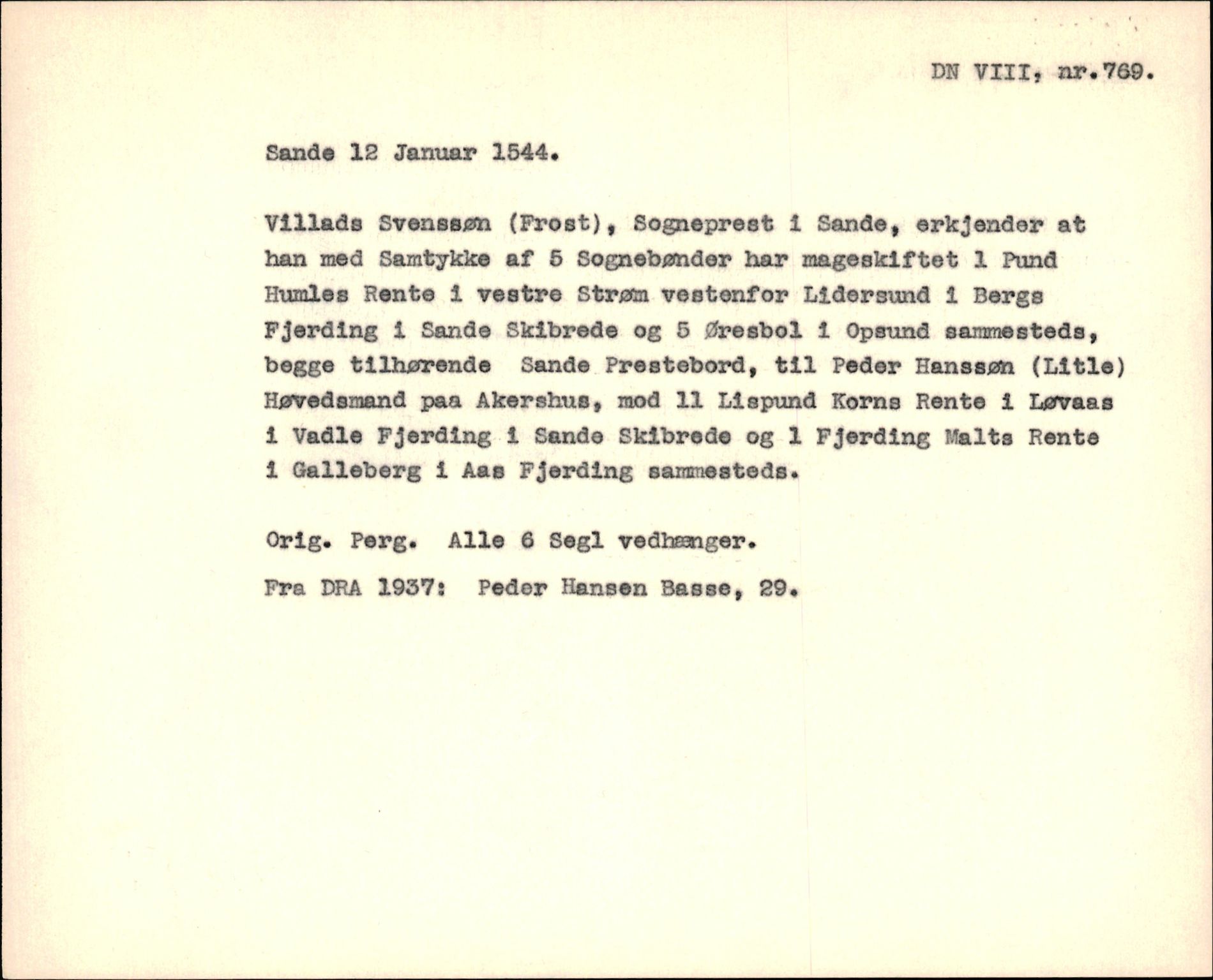 Riksarkivets diplomsamling, AV/RA-EA-5965/F35/F35f/L0002: Regestsedler: Diplomer fra DRA 1937 og 1996, p. 259