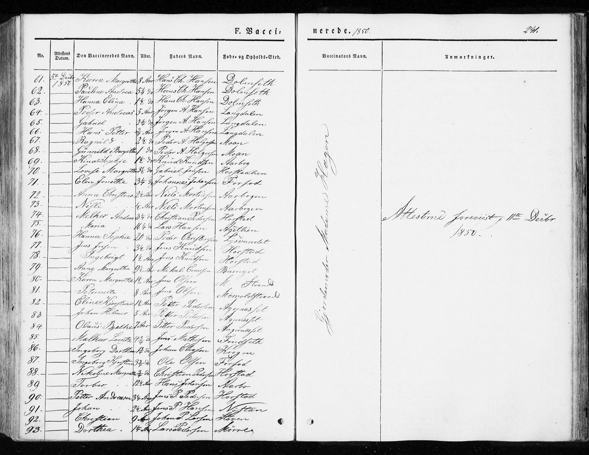Ministerialprotokoller, klokkerbøker og fødselsregistre - Sør-Trøndelag, SAT/A-1456/655/L0677: Parish register (official) no. 655A06, 1847-1860, p. 241