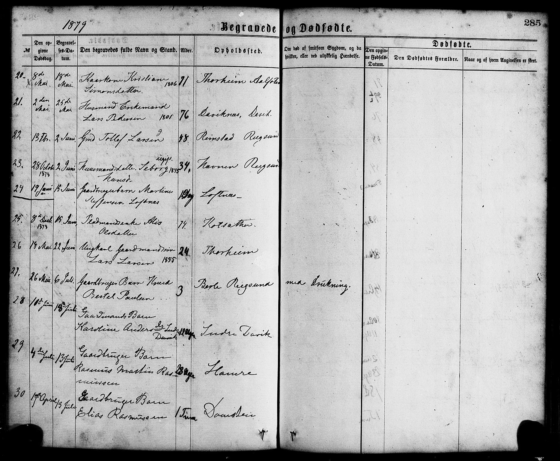 Davik sokneprestembete, SAB/A-79701/H/Haa/Haaa/L0006: Parish register (official) no. A 6, 1867-1881, p. 285