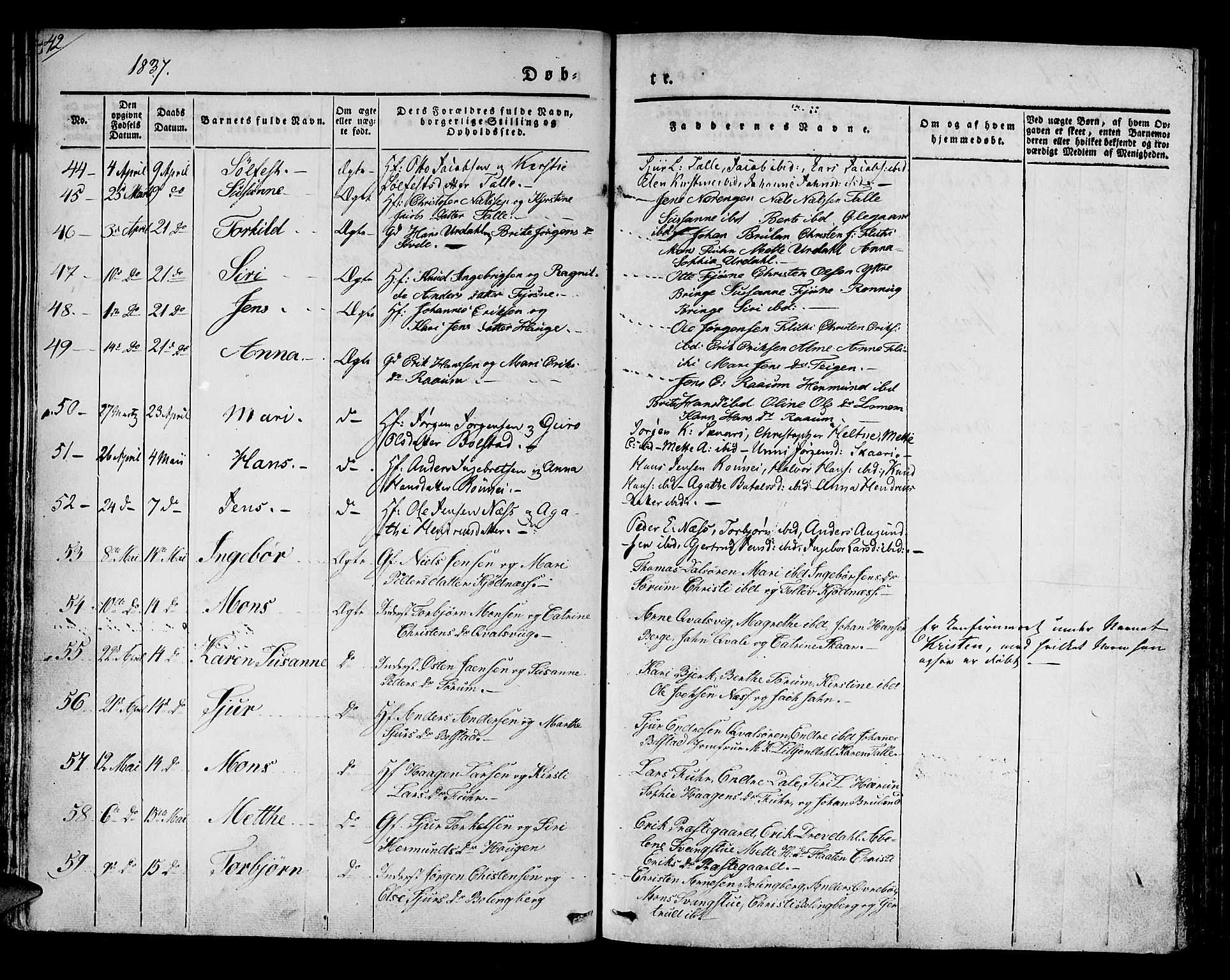 Luster sokneprestembete, SAB/A-81101/H/Haa/Haaa/L0005: Parish register (official) no. A 5, 1831-1841, p. 42