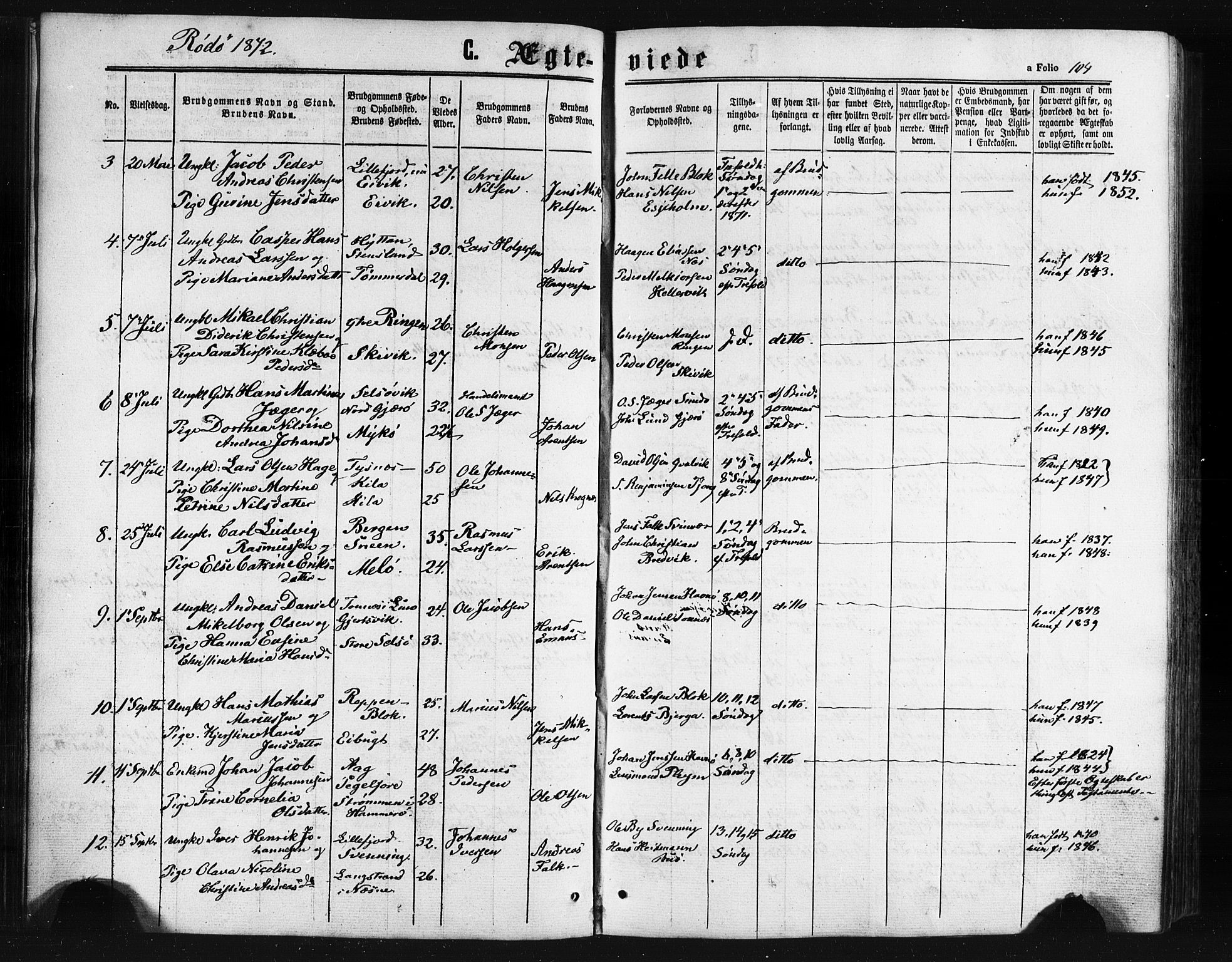 Ministerialprotokoller, klokkerbøker og fødselsregistre - Nordland, AV/SAT-A-1459/841/L0607: Parish register (official) no. 841A11 /1, 1863-1877, p. 104