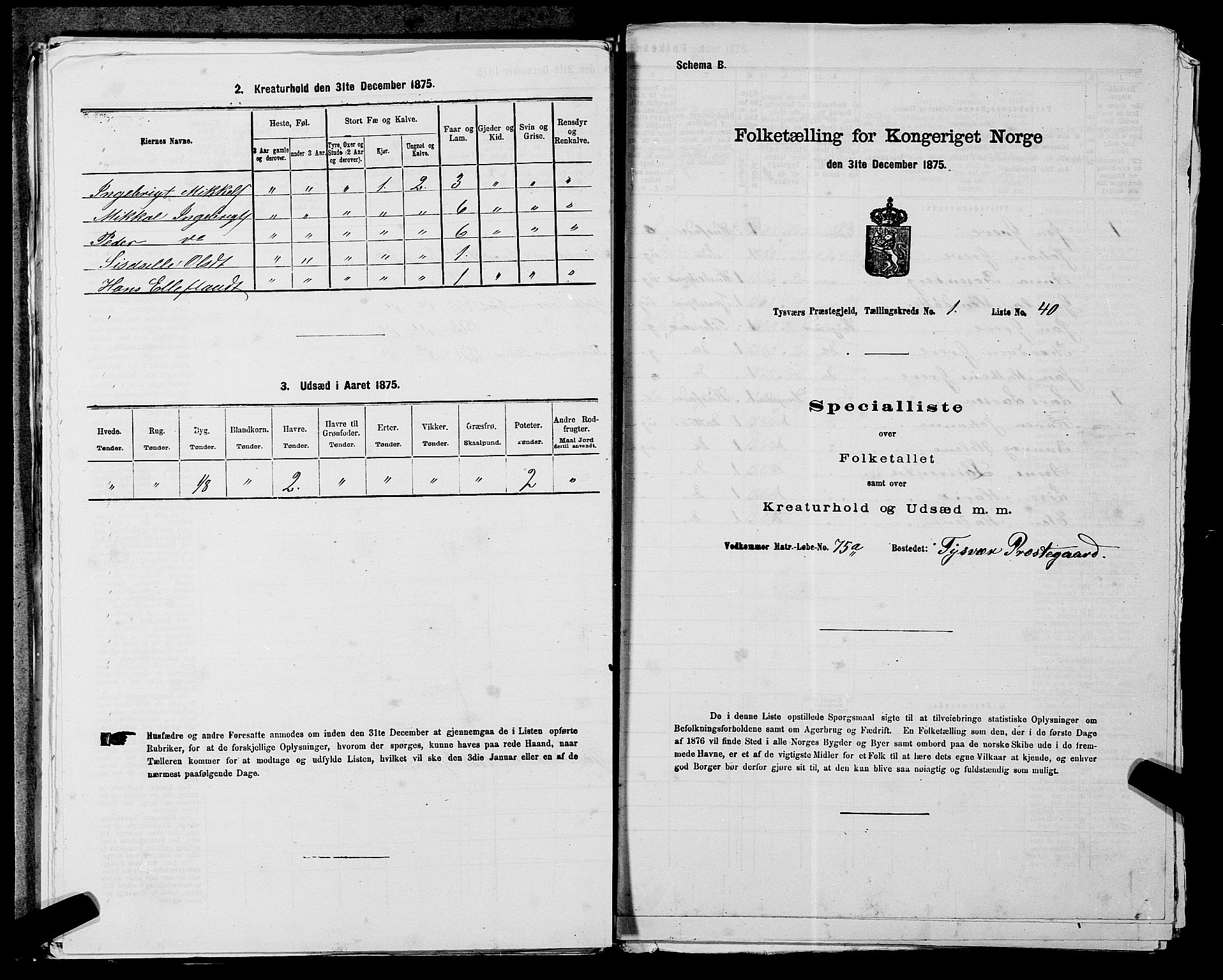 SAST, 1875 census for 1146P Tysvær, 1875, p. 136