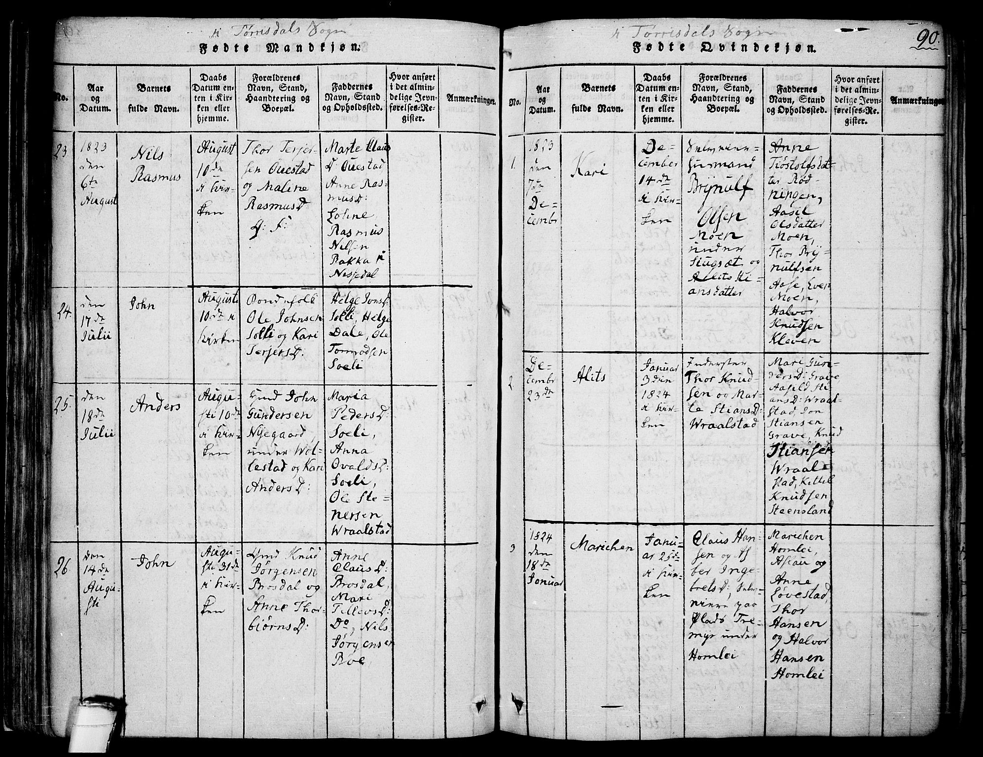 Drangedal kirkebøker, SAKO/A-258/F/Fa/L0005: Parish register (official) no. 5 /2, 1814-1831, p. 90