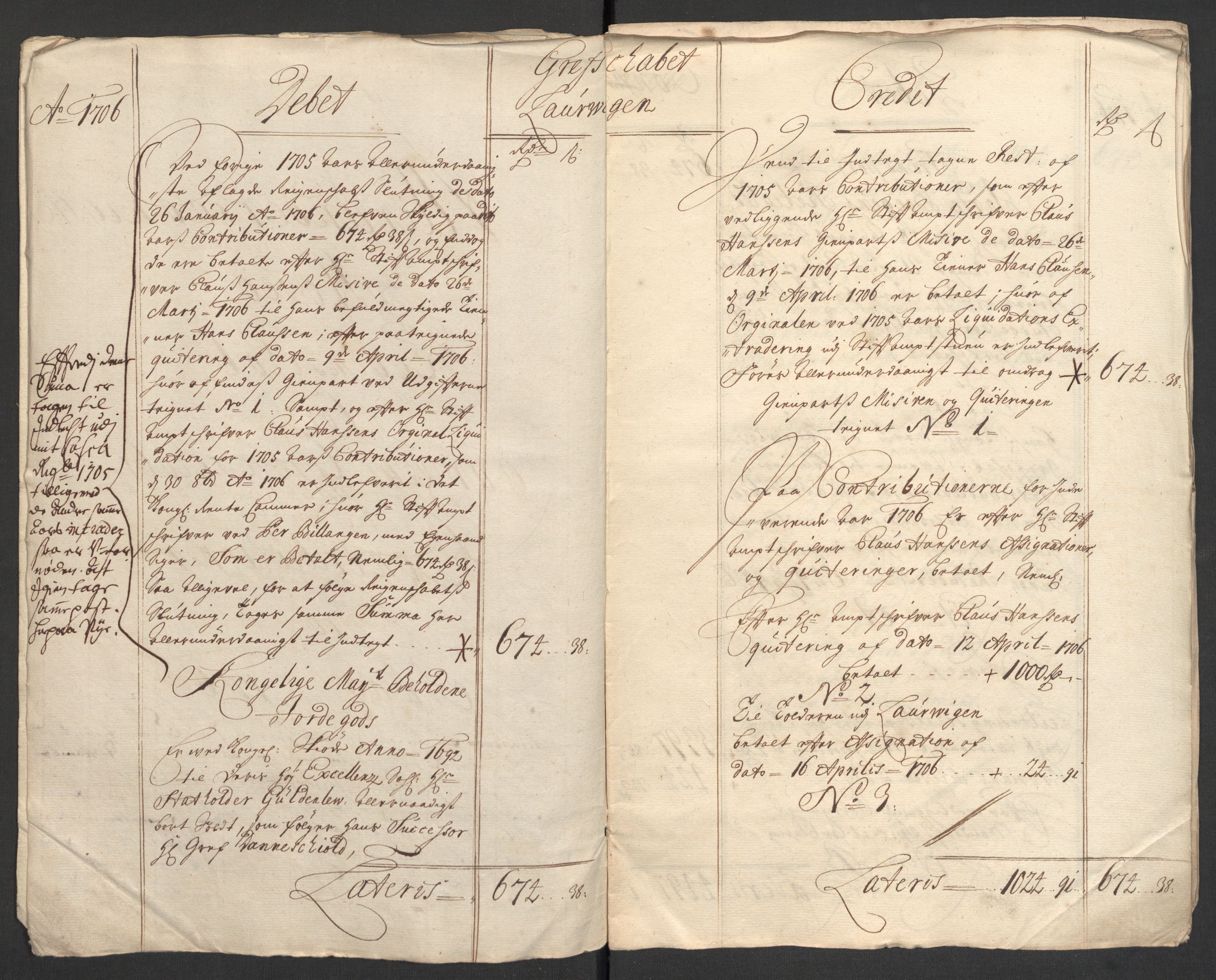 Rentekammeret inntil 1814, Reviderte regnskaper, Fogderegnskap, AV/RA-EA-4092/R33/L1979: Fogderegnskap Larvik grevskap, 1706, p. 8